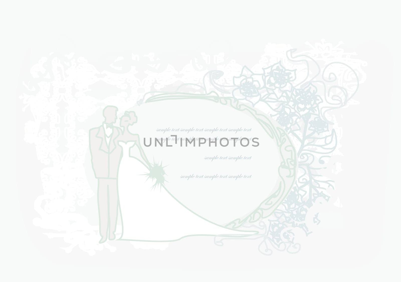 elegant wedding invitation card with wedding couple