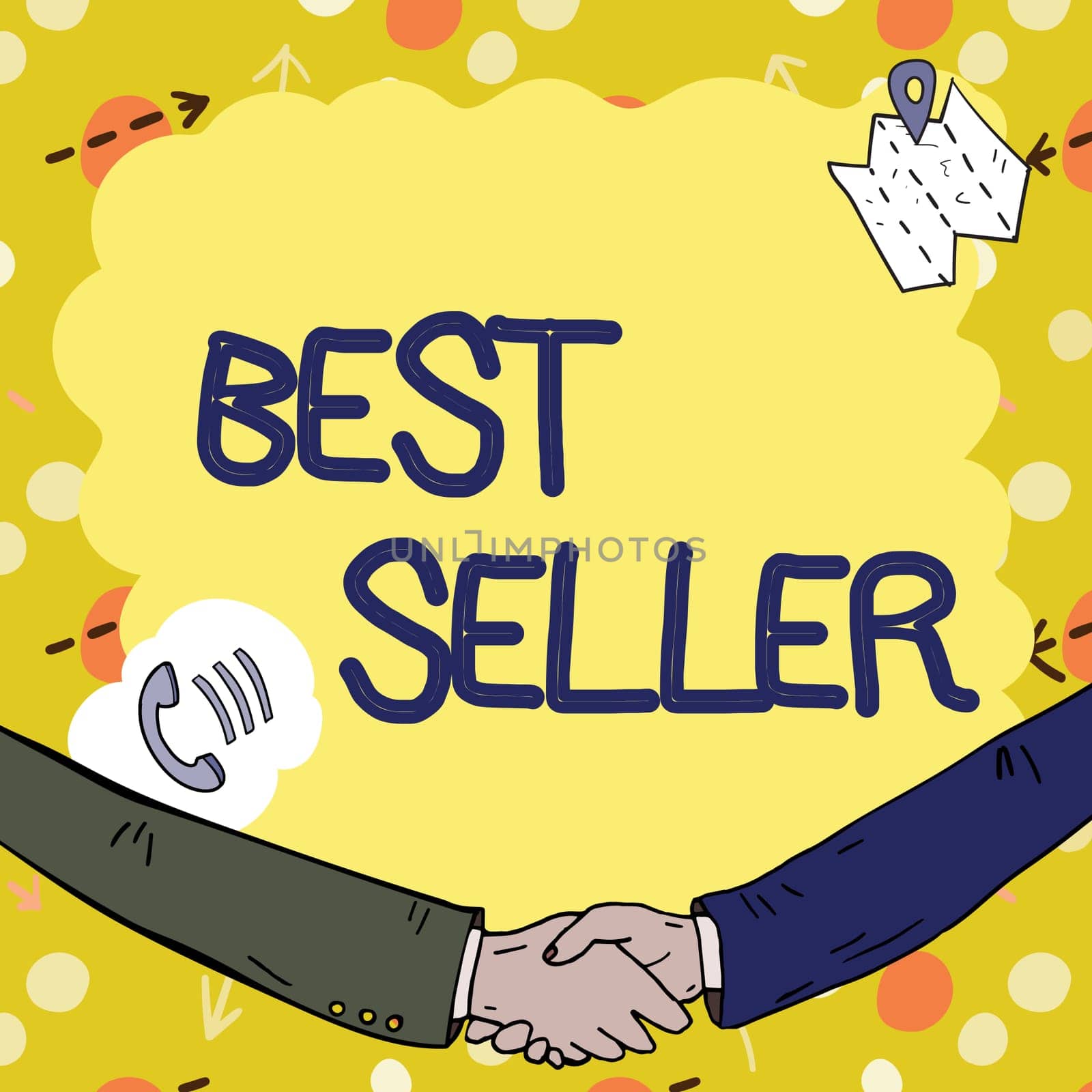 Hand writing sign Best Seller, Internet Concept book or other product that sells in very large numbers Empty frame decorated with communication symbols represent business meeting