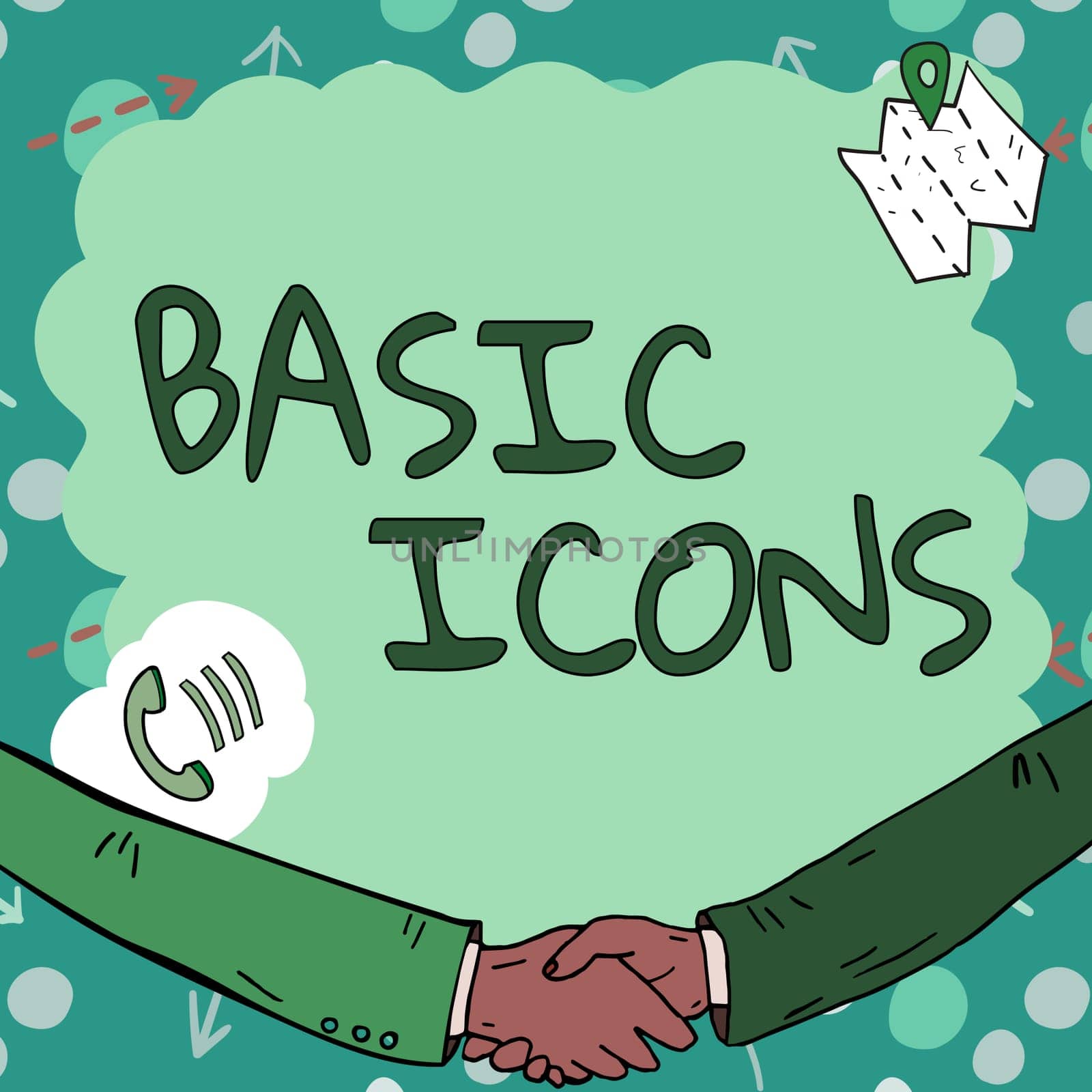 Text showing inspiration Basic Icons, Conceptual photo pictogram or ideogram displayed on a computer screen or phone Empty frame decorated with communication symbols represent business meeting