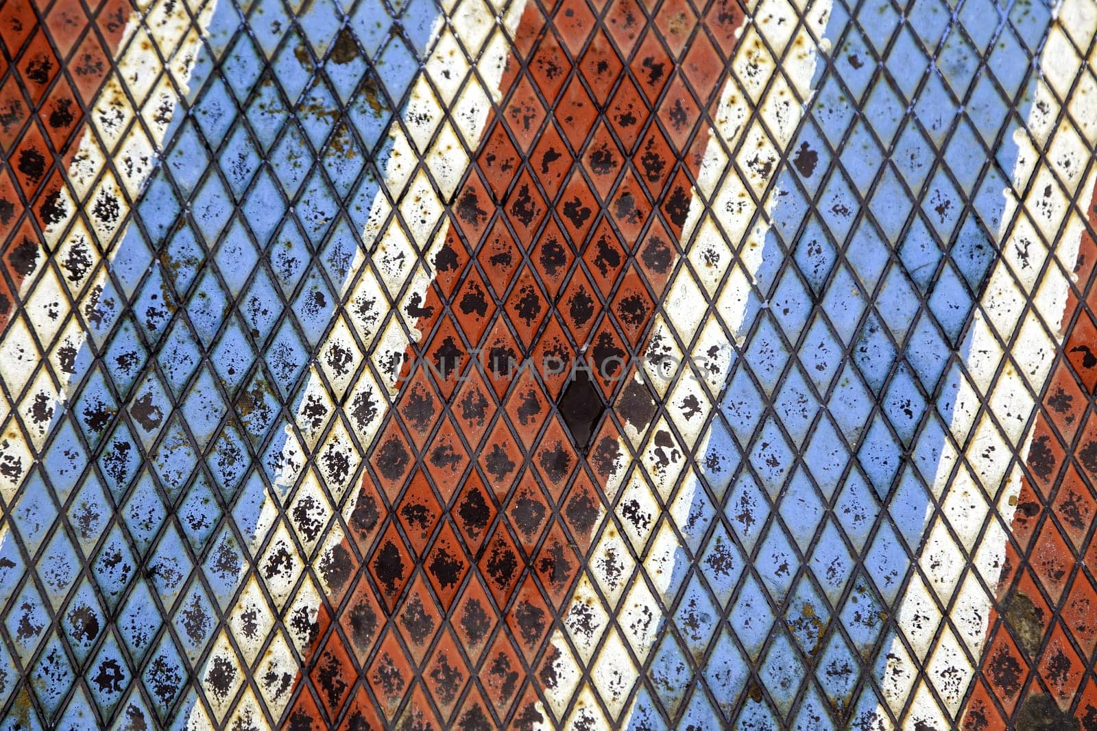 Detail of painted and decorated metallic non-slip floor