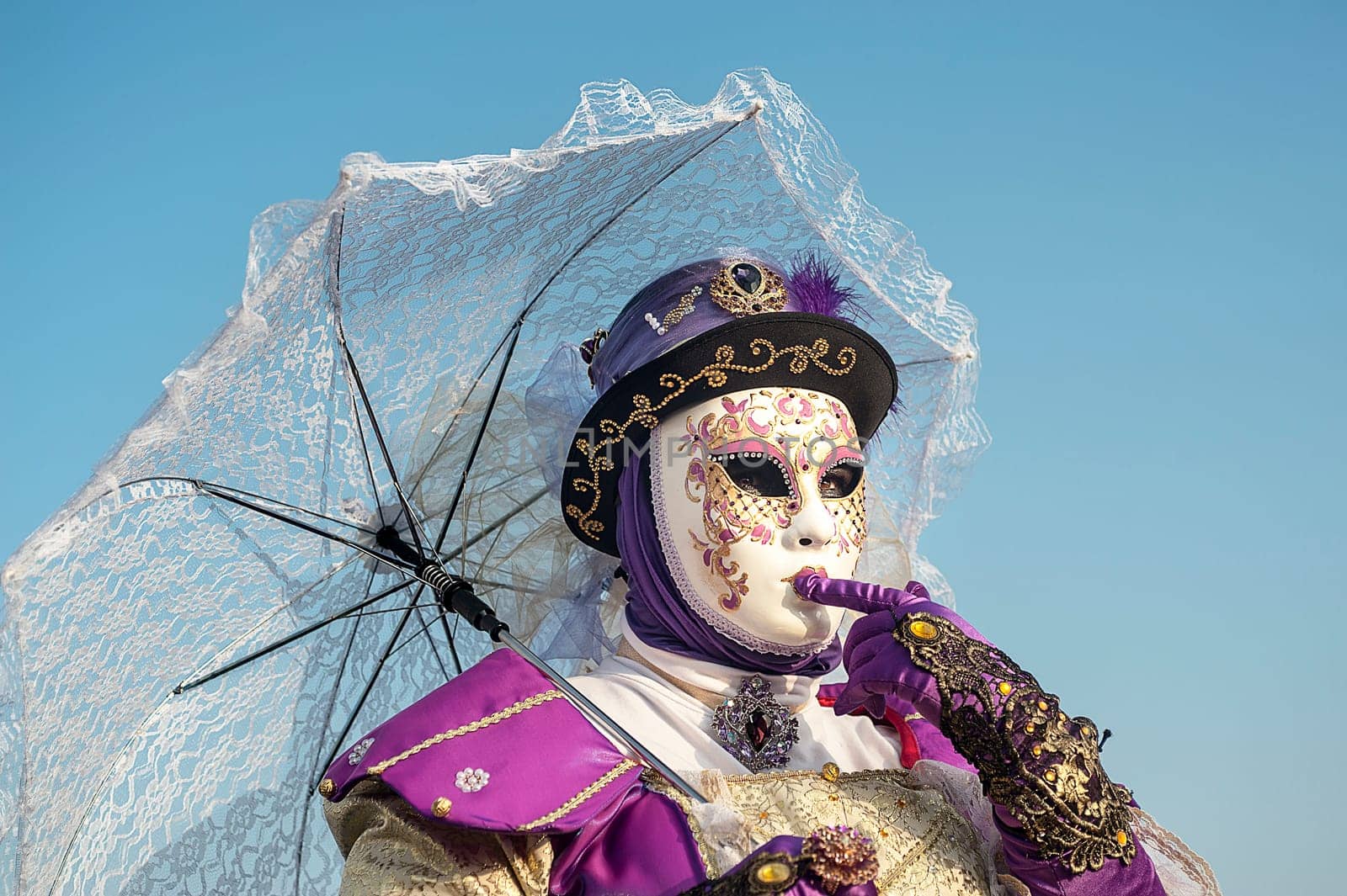 VENICE, ITALY - Febrary 21 2019: The masks of the Venice carnival 2019.