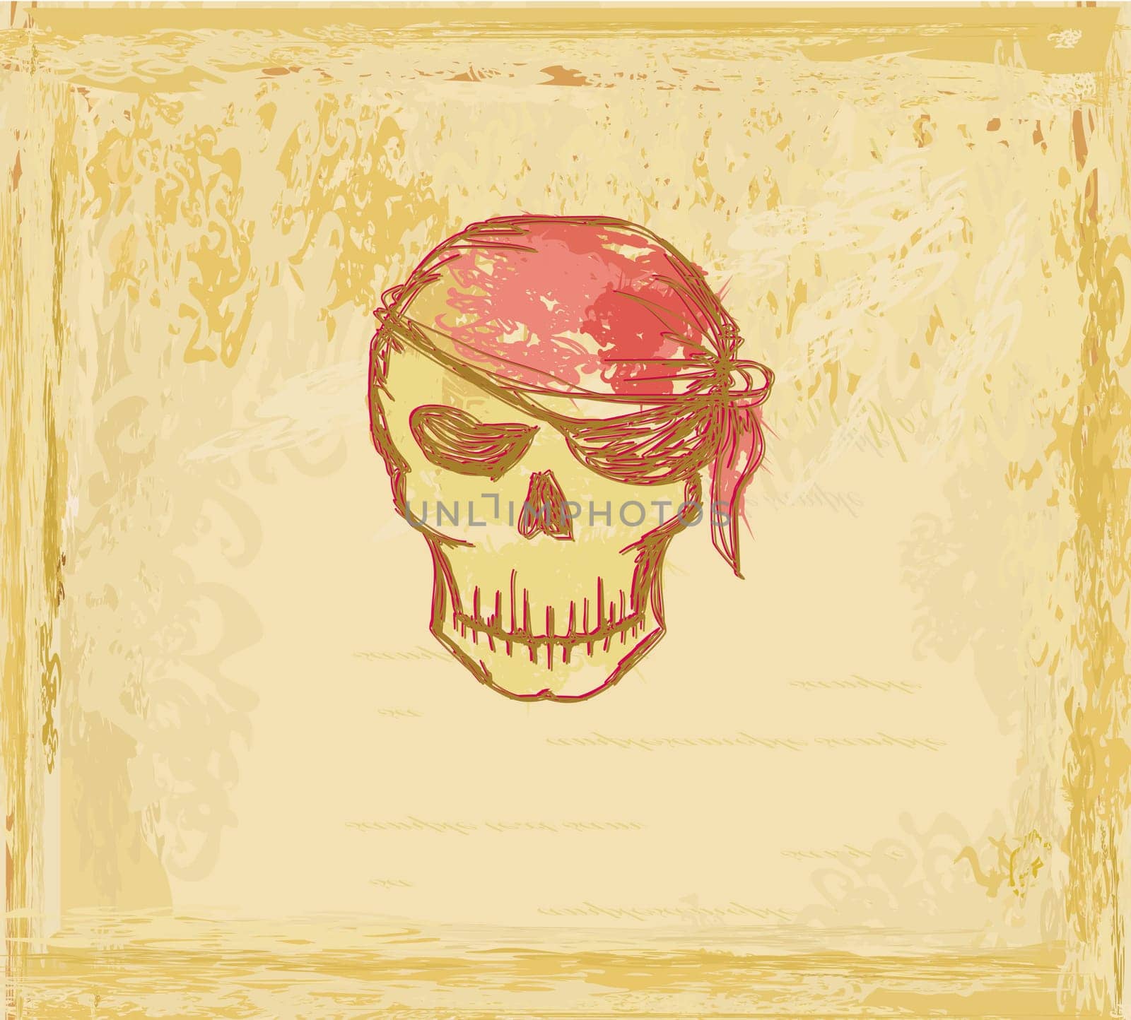 Skull Pirate - retro card