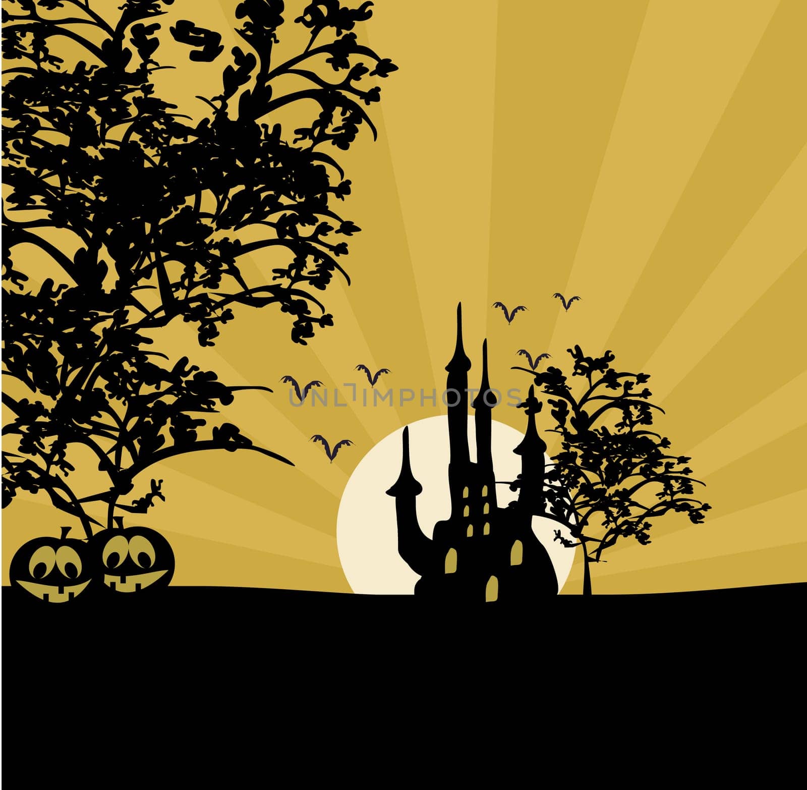 Halloween background with haunted house