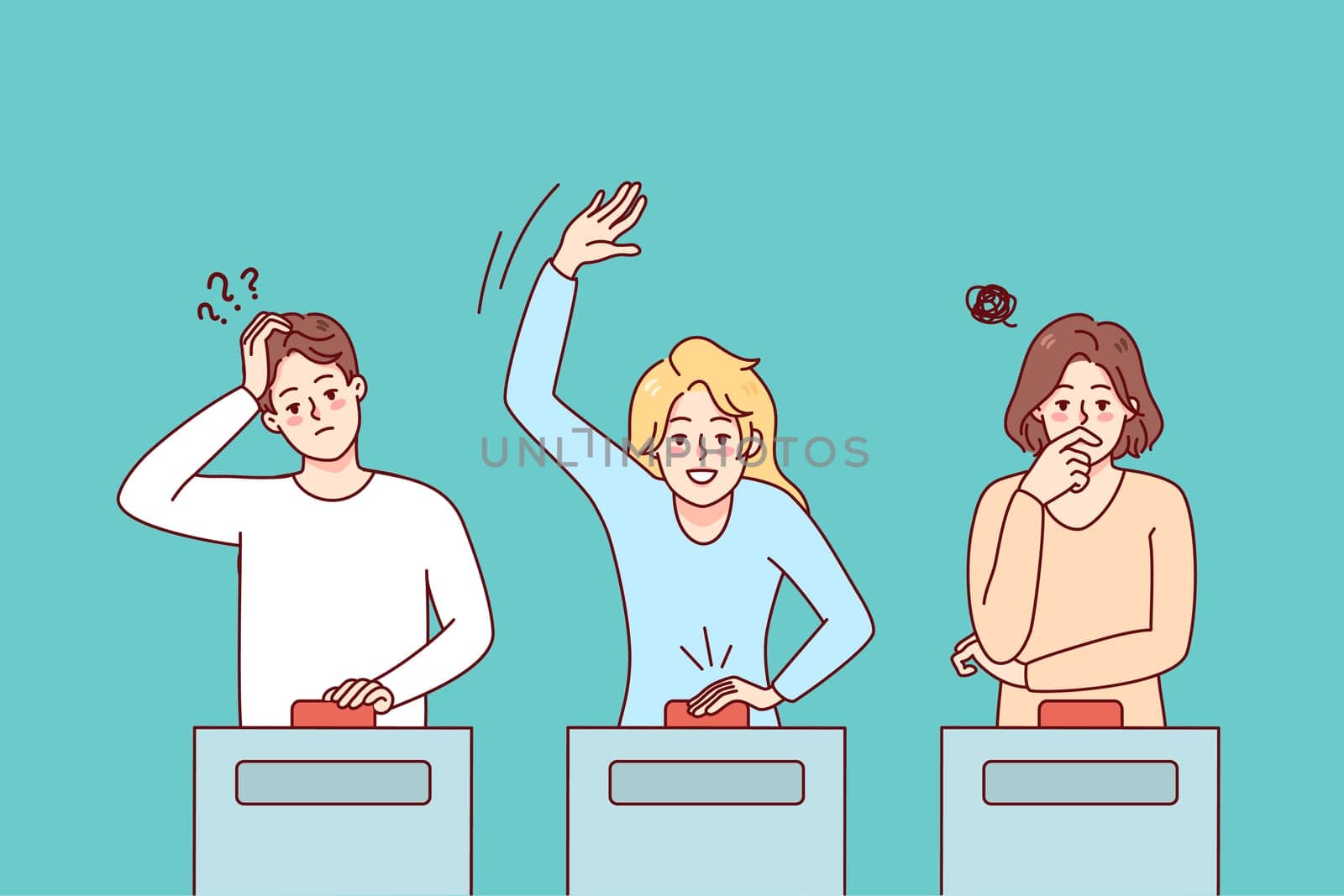 People participate in TV quiz show