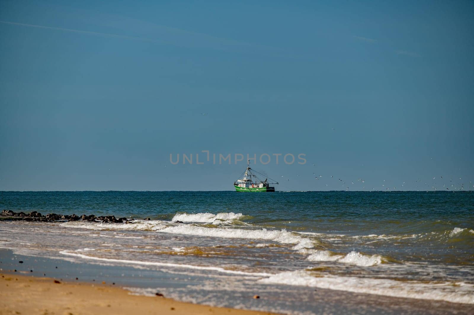 Fishing shrimp boat off the coast