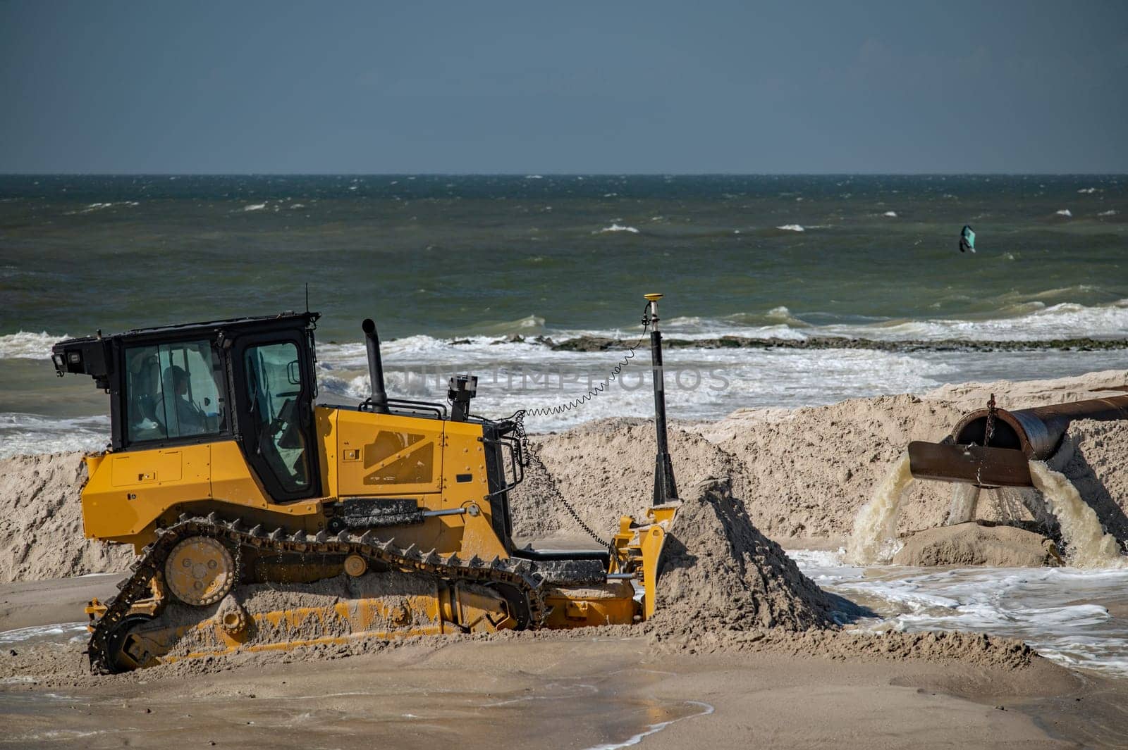 Sand pre-washing on the North Sea island of Sylt