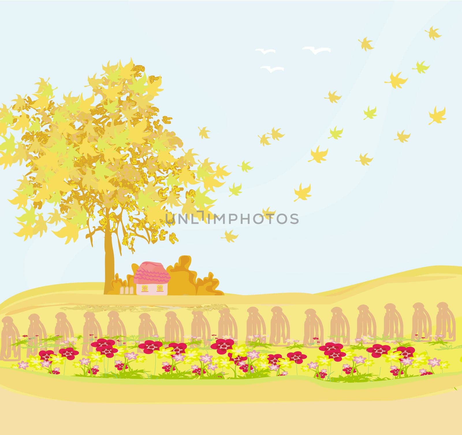 Beautiful vector autumn landscape