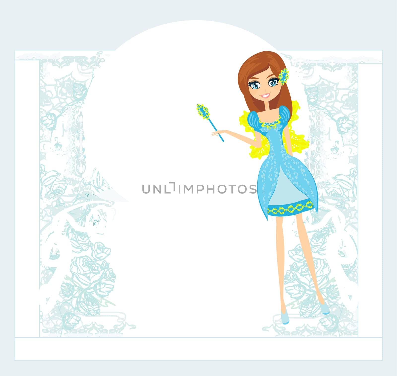 floral background with a beautiful fairy