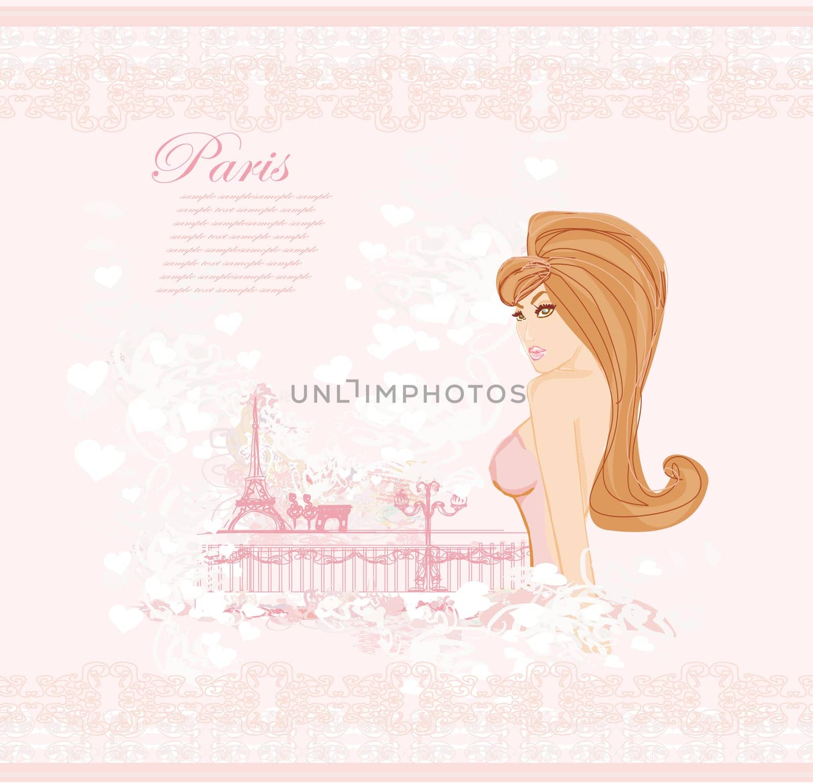 Abstract Beautiful Woman in Paris poster