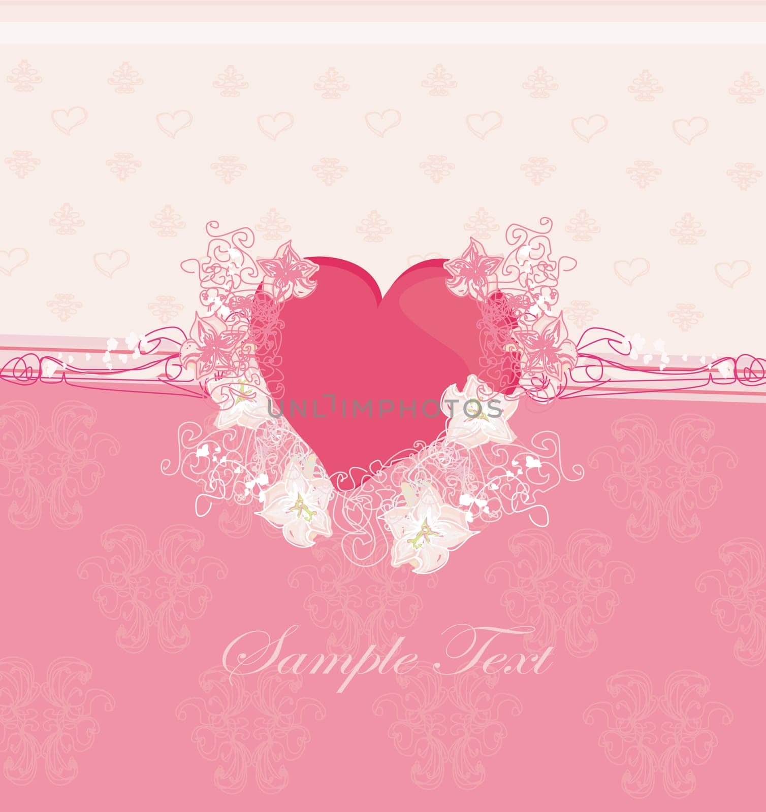 Valentine's Day floral with red heart Greeting card