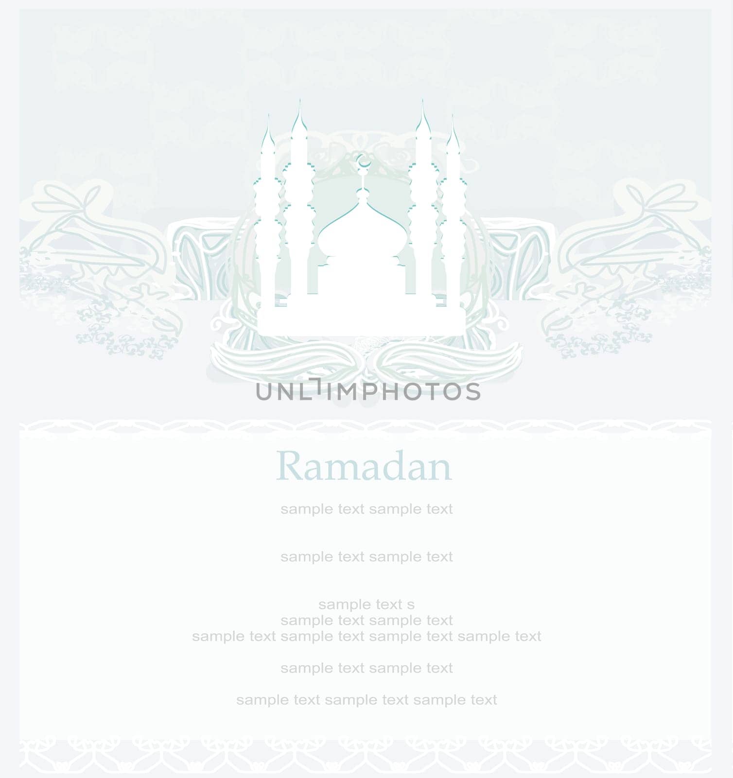 Ramadan background - mosque silhouette vector card