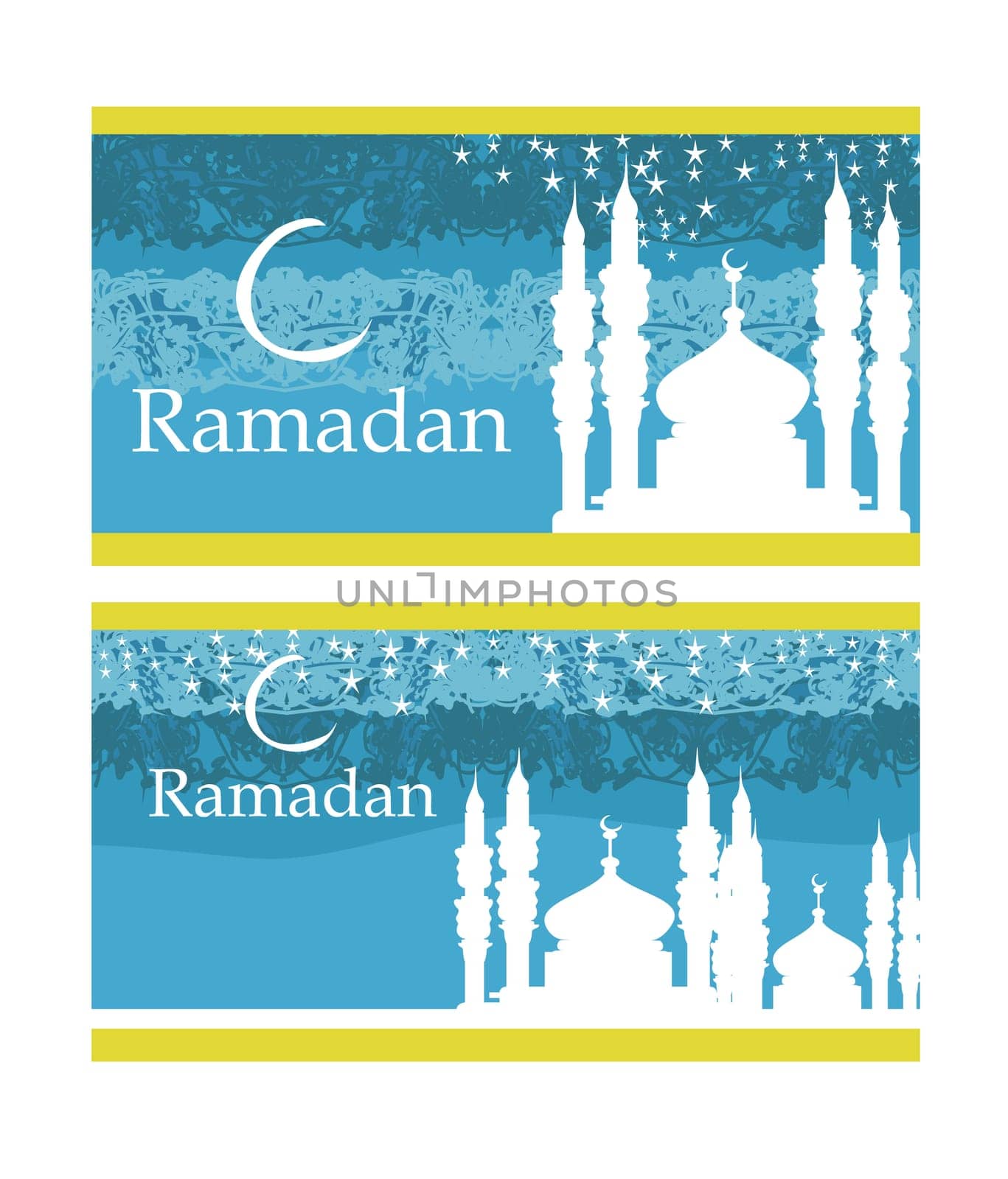 Ramadan background - mosque silhouette vector set card