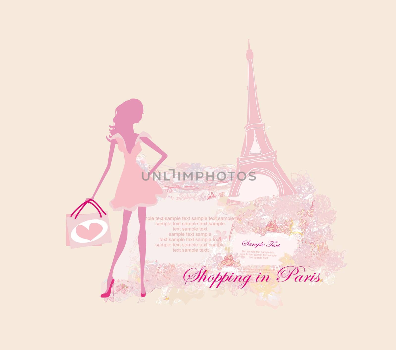beautiful women silhouette Shopping in Paris