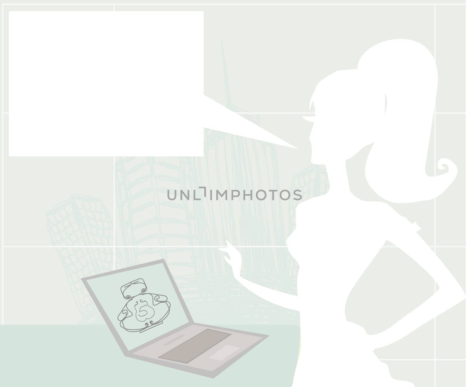 Online shopping -  woman silhouette shopping on laptop