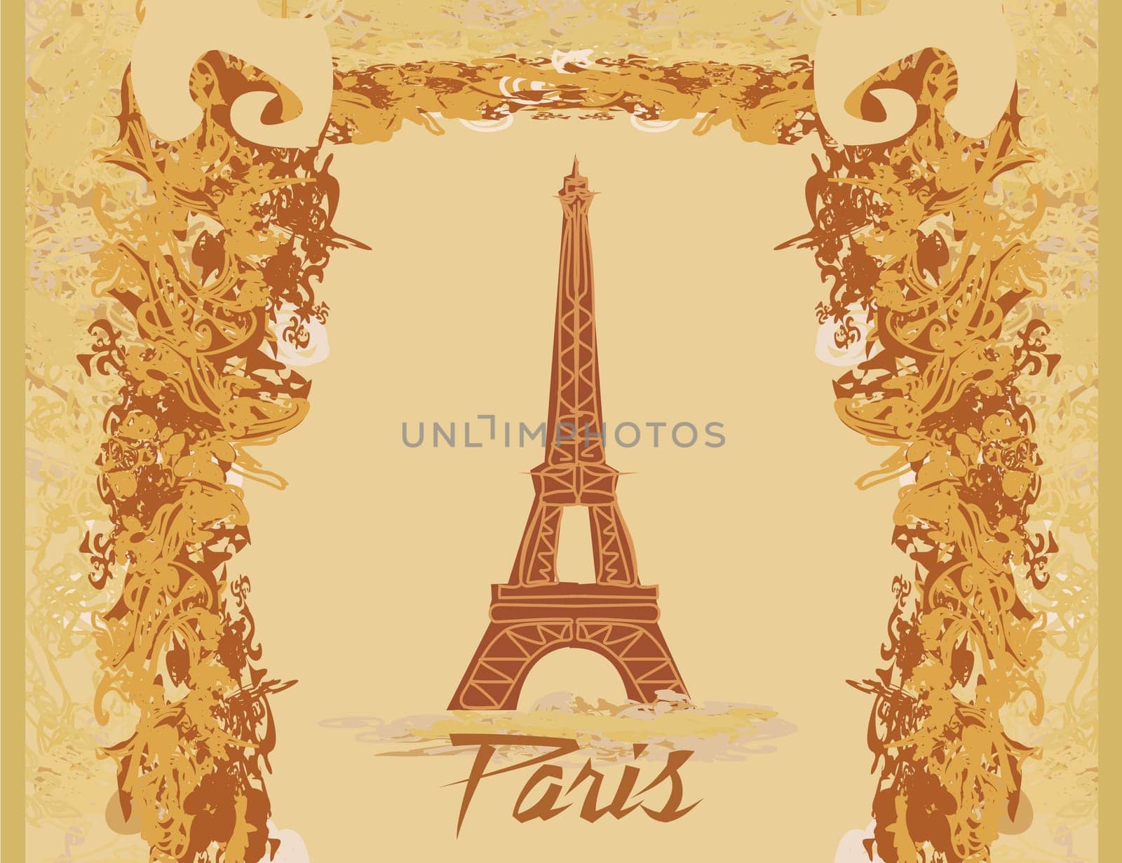 Eiffel tower artistic background. Vector illustration.