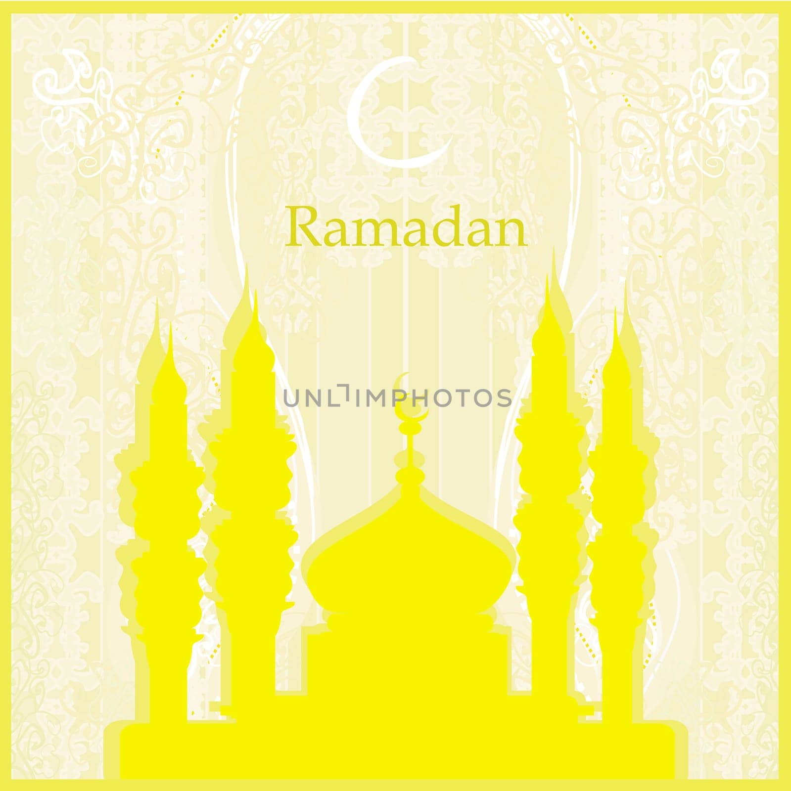 Ramadan background - mosque silhouette vector card