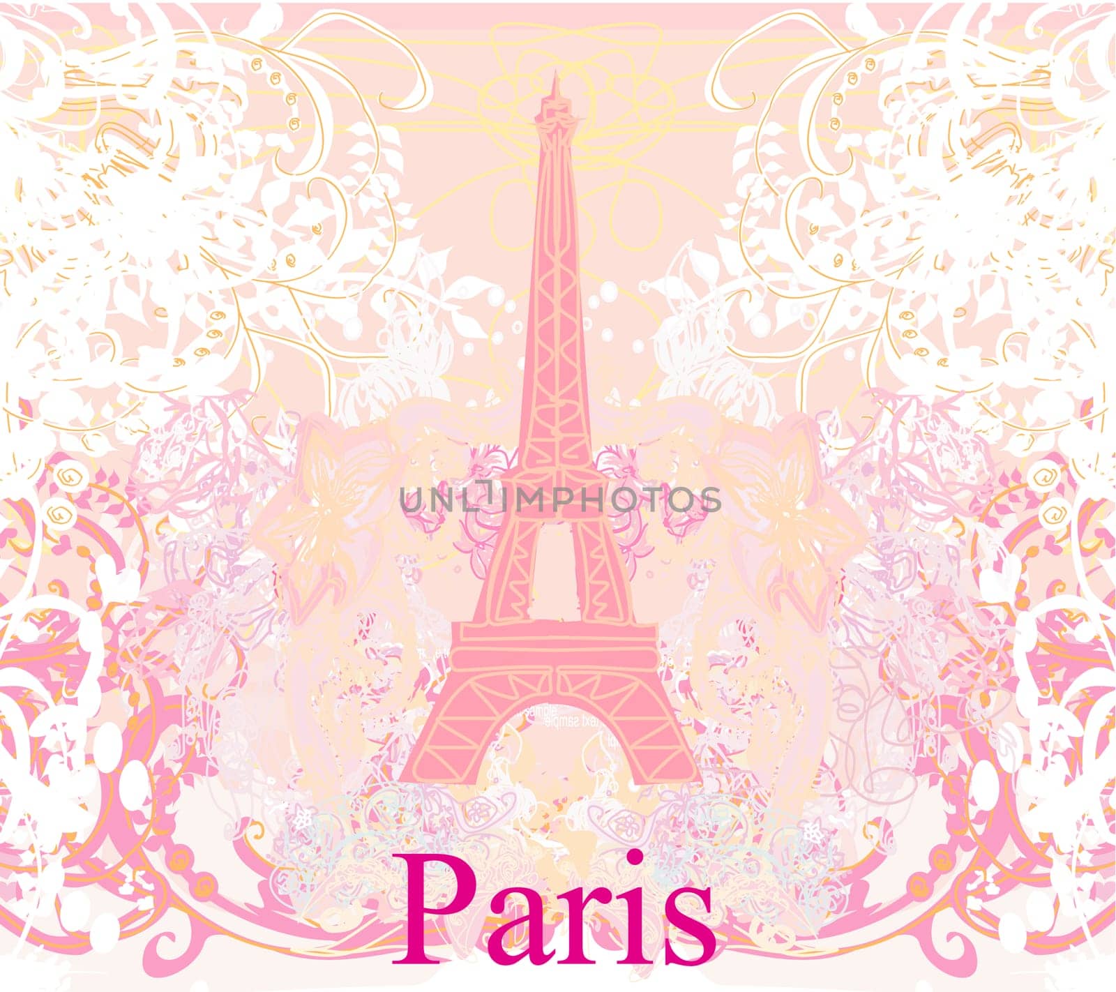 Eiffel tower artistic background. Vector illustration.
