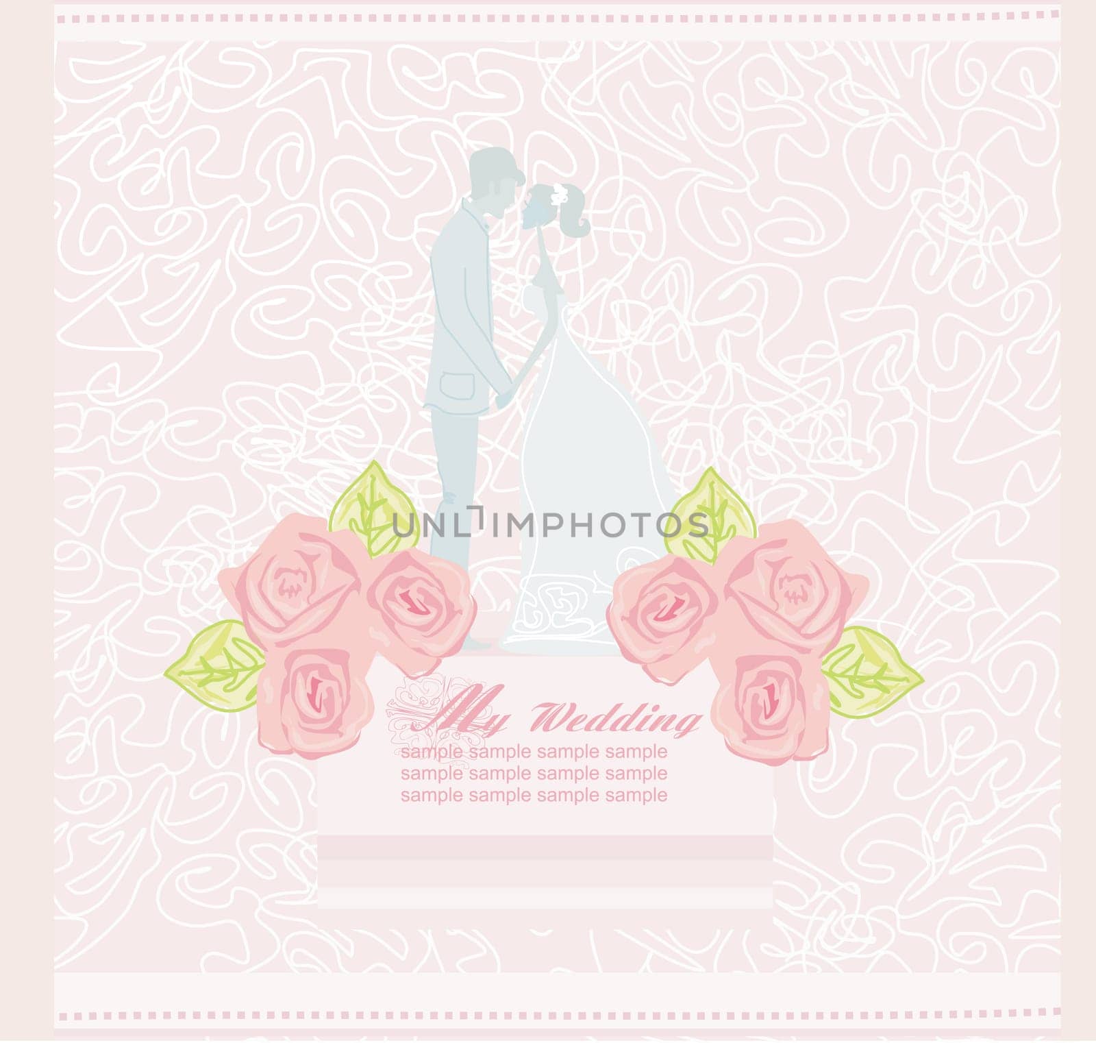 elegant wedding invitation with wedding couple