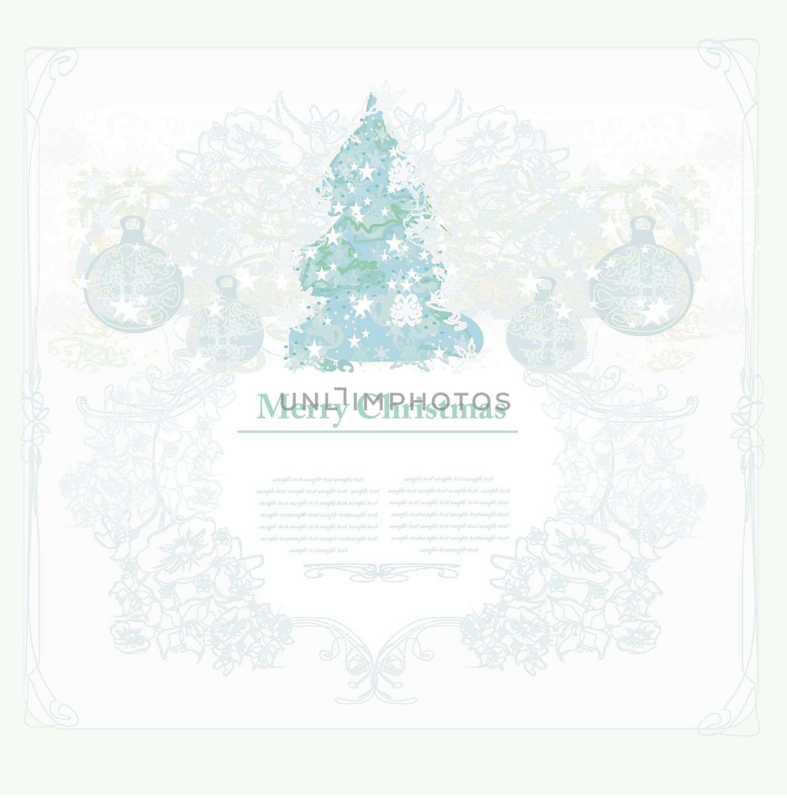Abstract christmas tree with baubles card