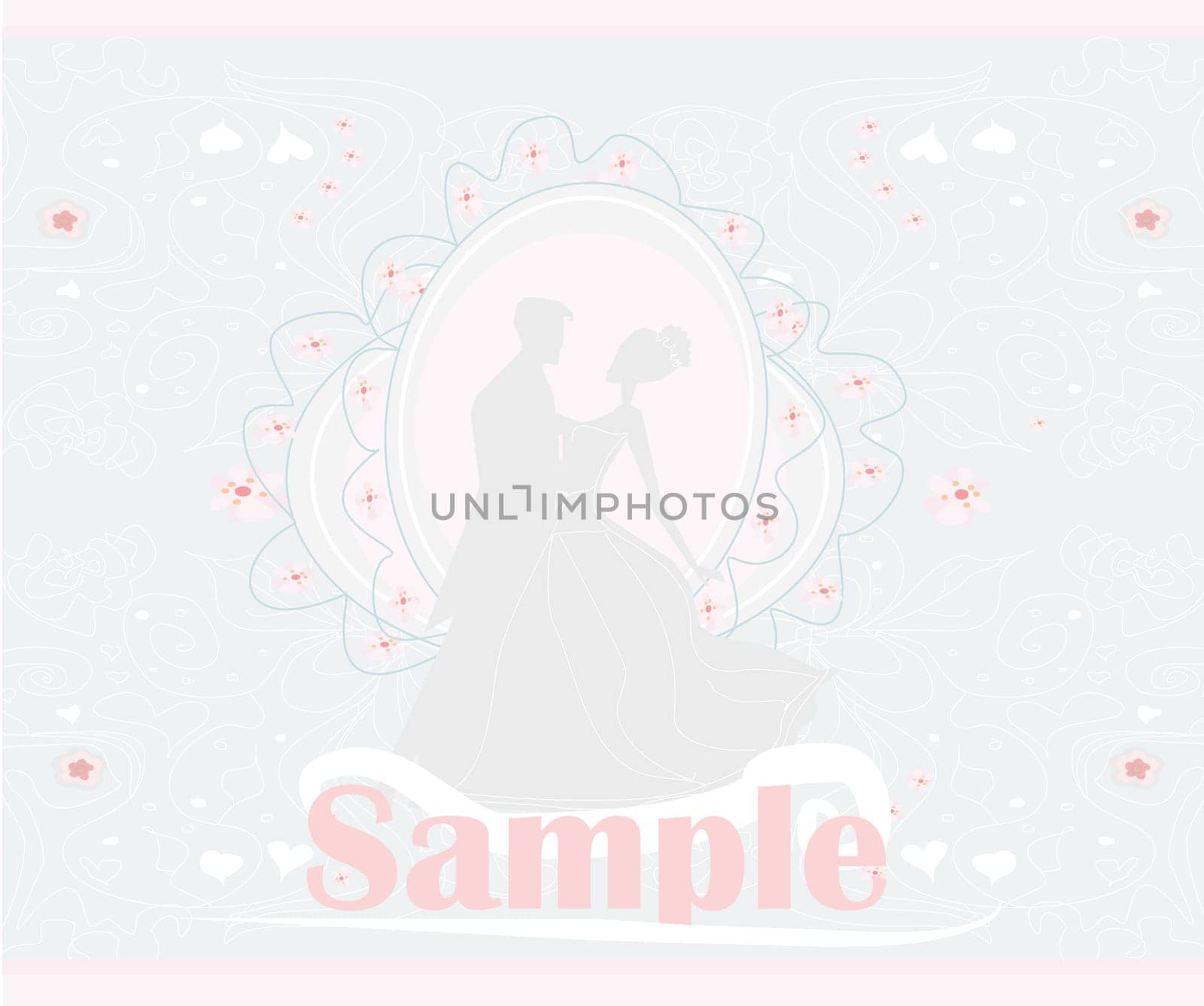 wedding dancing couple on abstract background - invitation