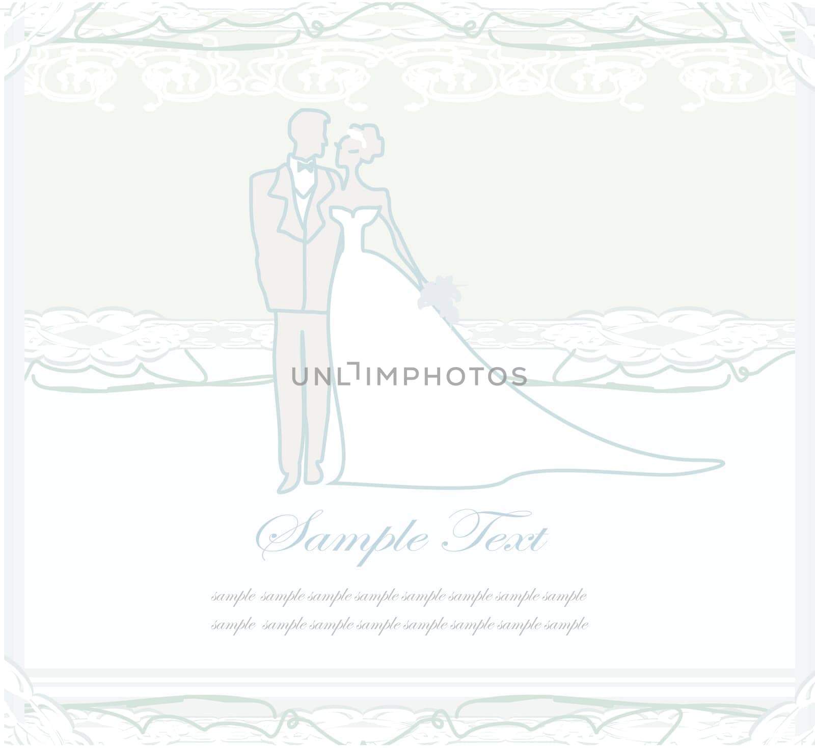 elegant wedding invitation with wedding couple