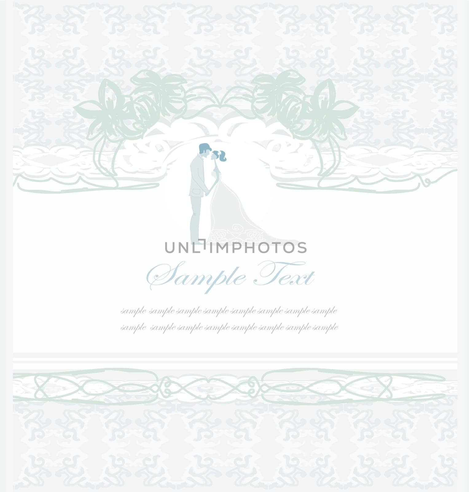 elegant wedding invitation with wedding couple