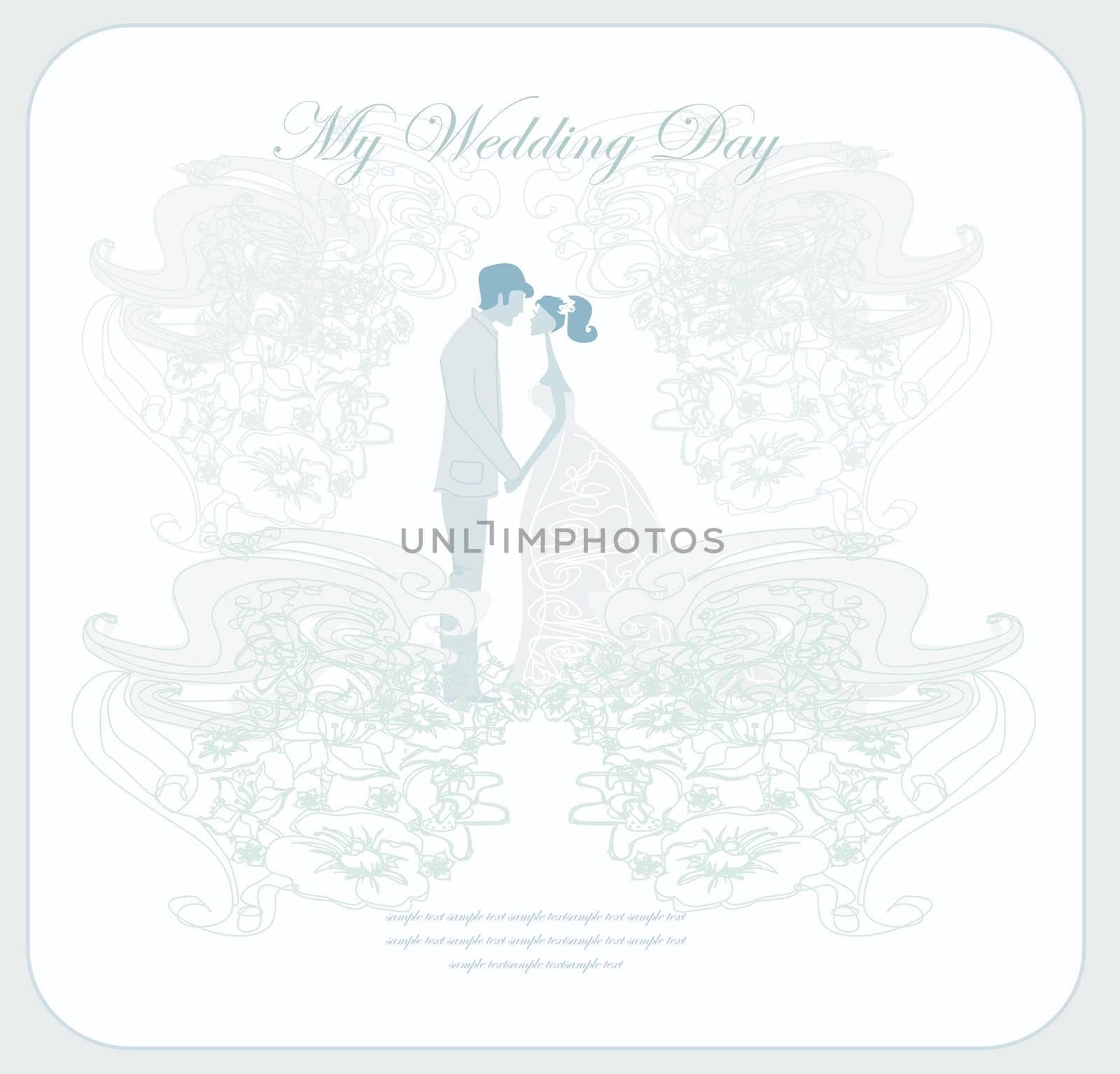 elegant wedding invitation with wedding couple