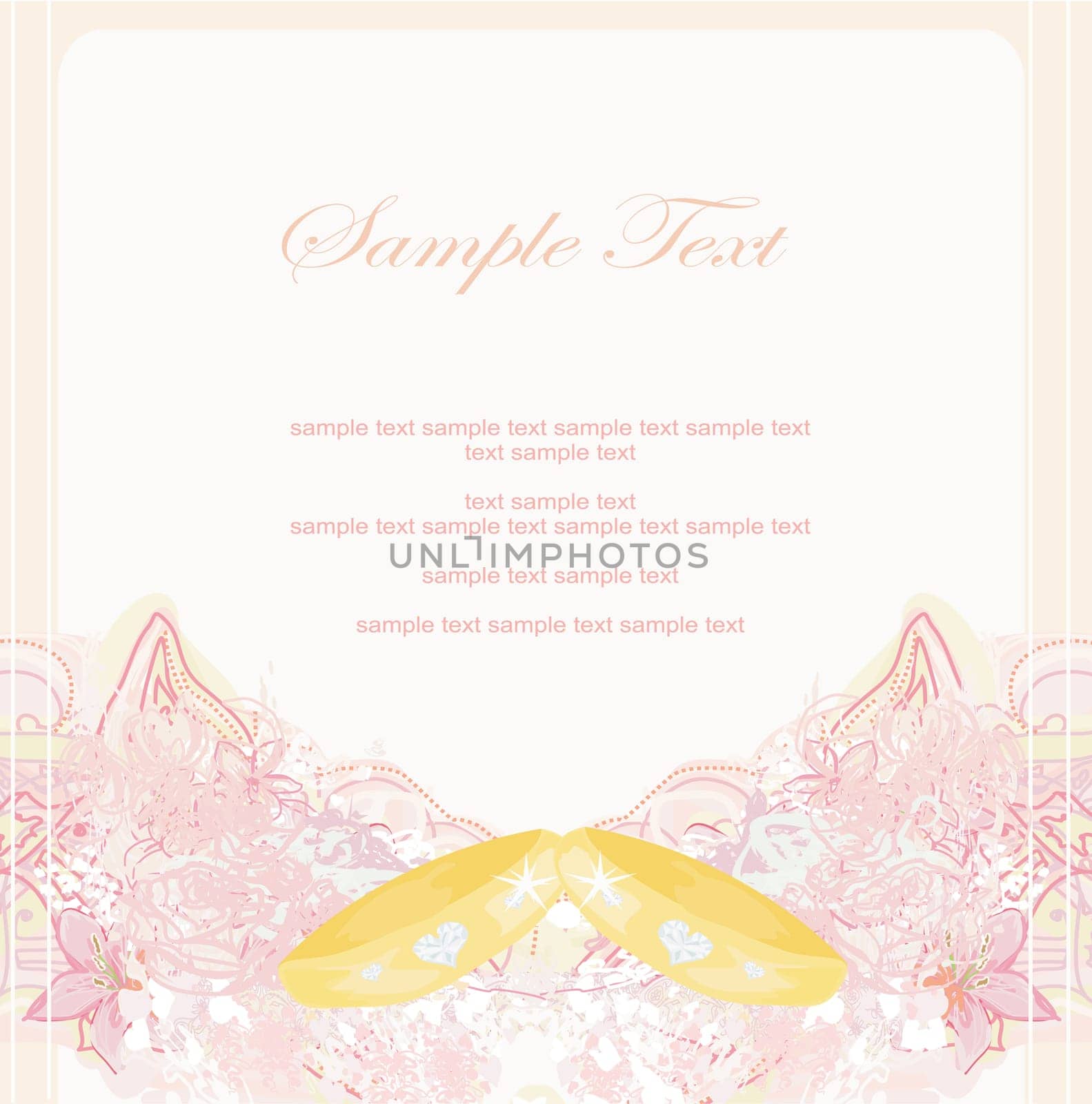 wedding Invitation card with gold rings