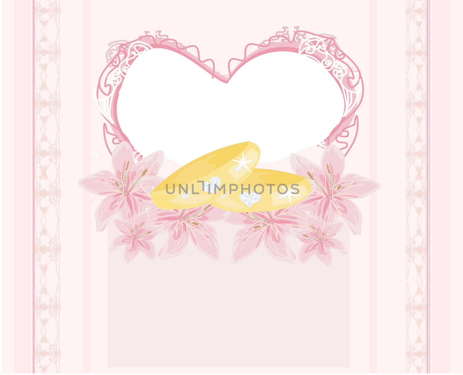 wedding Invitation card with gold rings