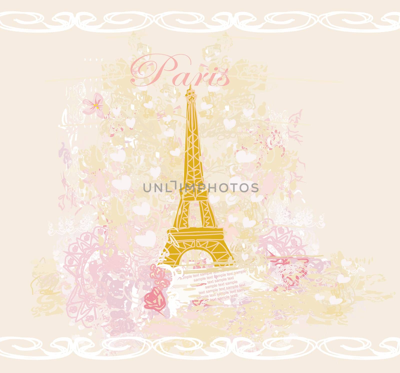 vintage retro Eiffel tower card
