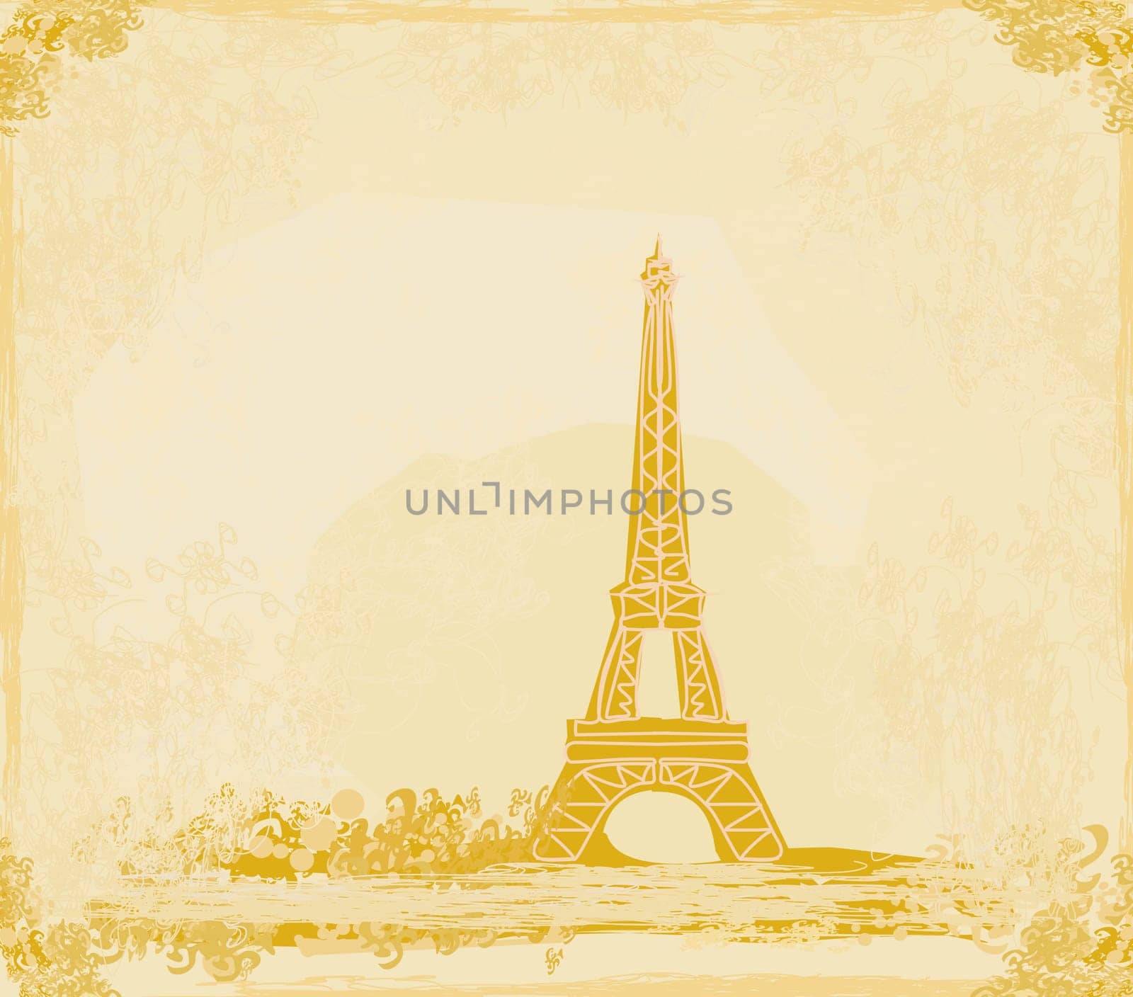vintage retro Eiffel tower card