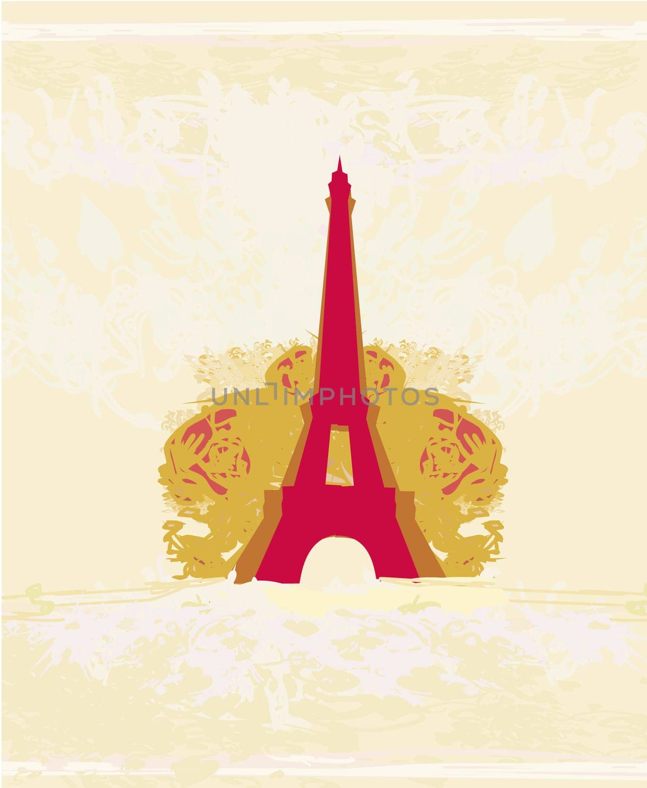 vintage retro Eiffel tower card