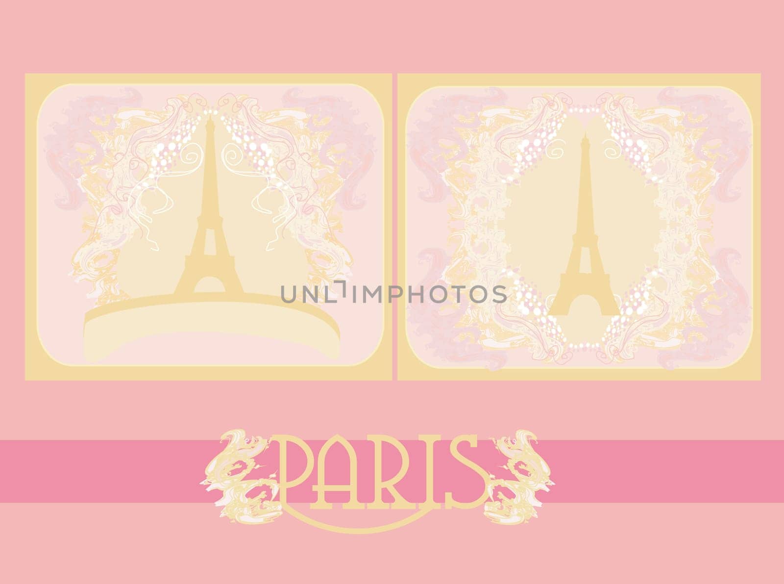 vintage retro Eiffel tower set card
