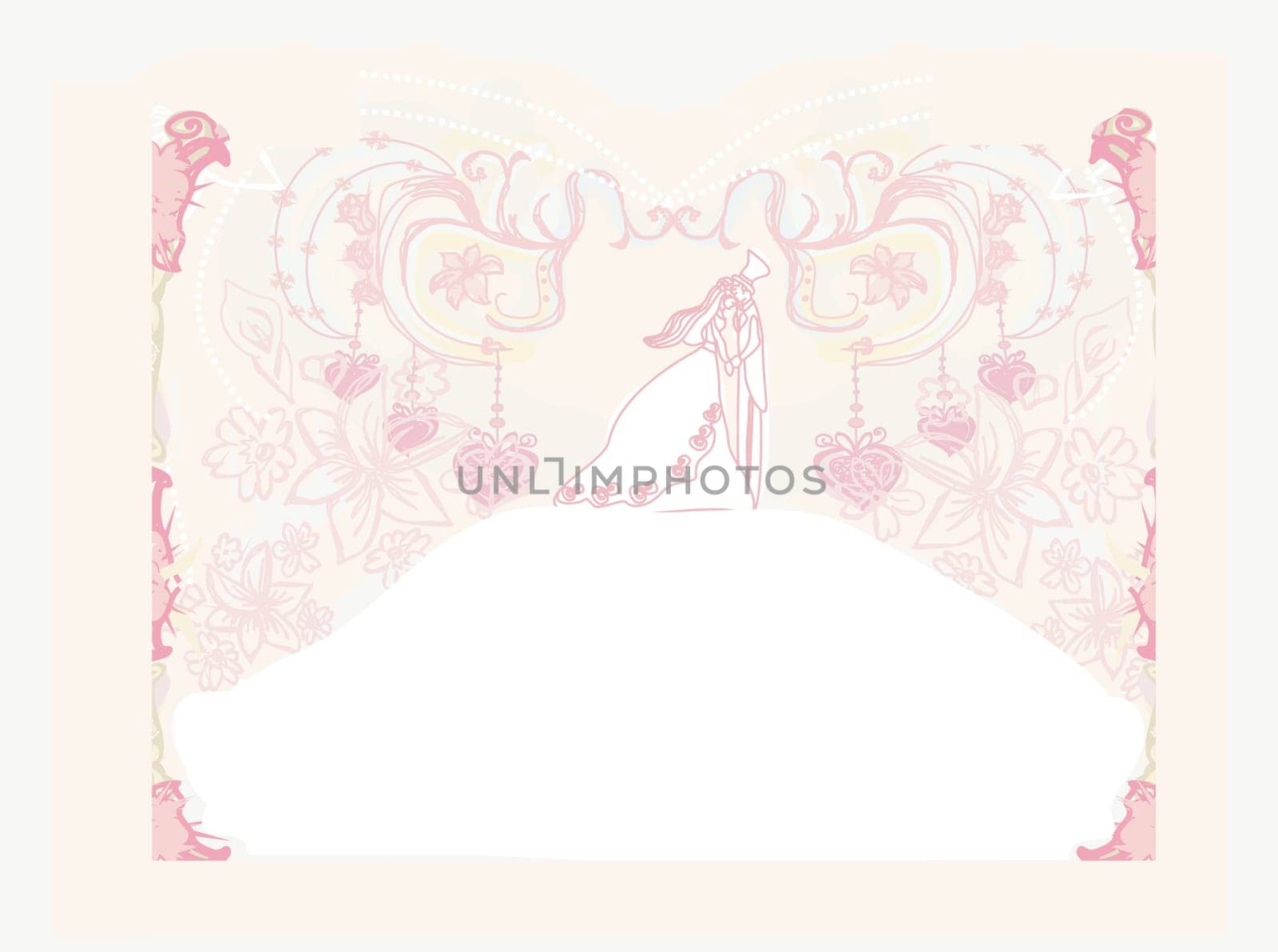 elegant wedding invitation with wedding couple