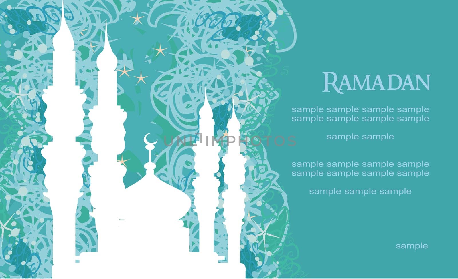 Ramadan background - mosque silhouette vector card
