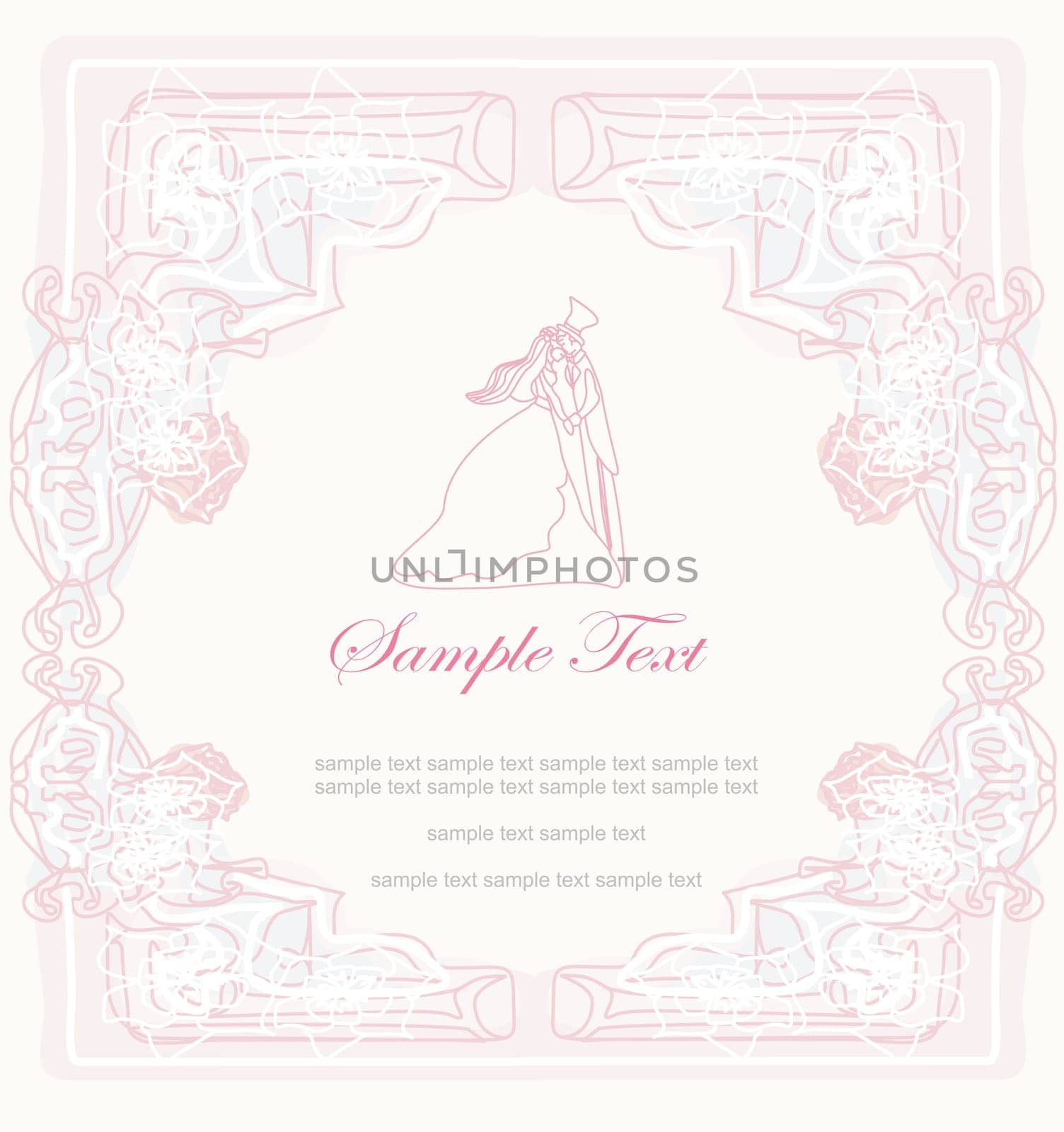 elegant wedding invitation with wedding couple