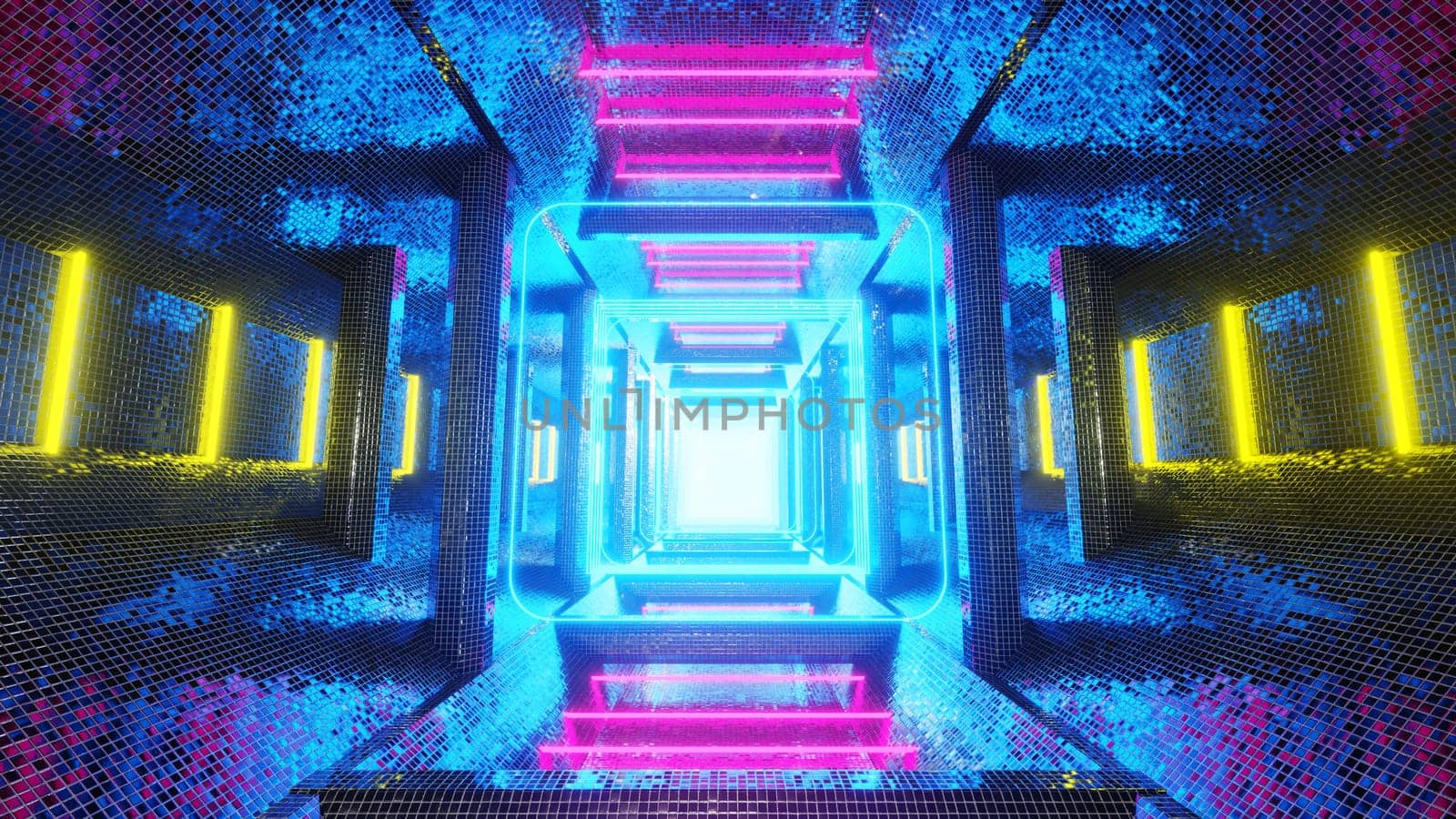 3D illustration Background for advertising and wallpaper in retro and sci fi cyberpunk scene. 3D rendering in decorative concept.