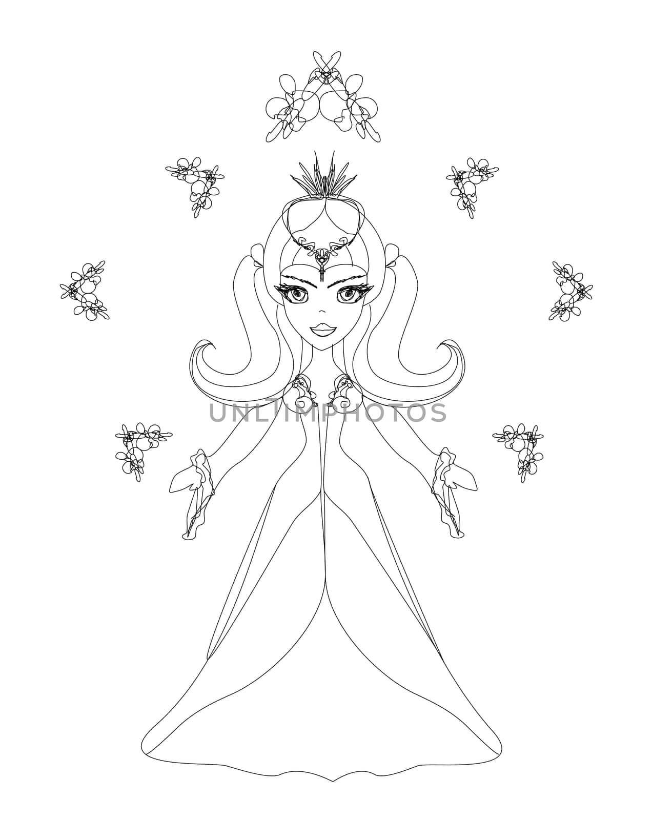 beautiful little witch doodle illustration