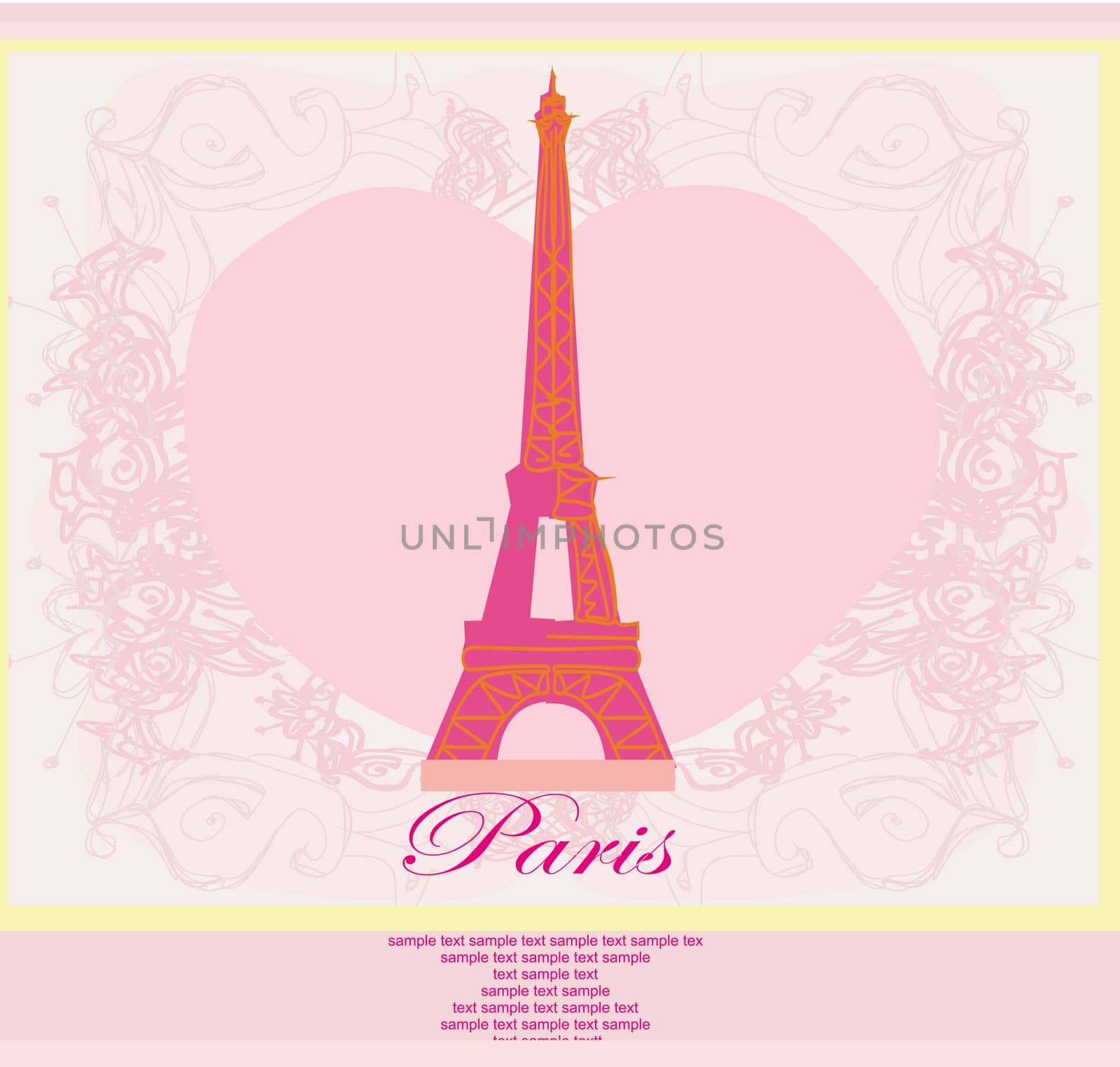 Eiffel tower artistic background. Vector illustration.