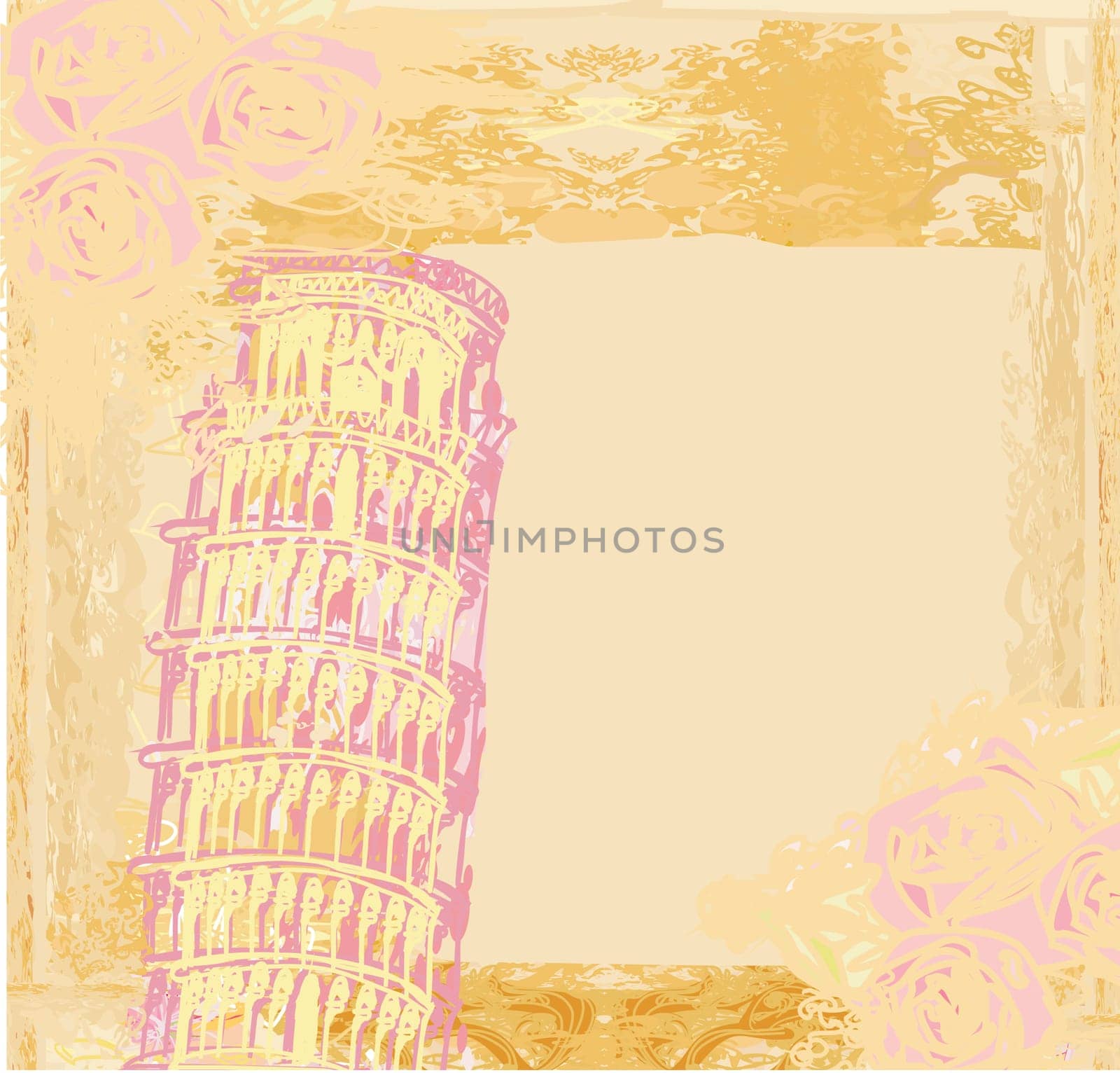 vintage vector pisa tower background