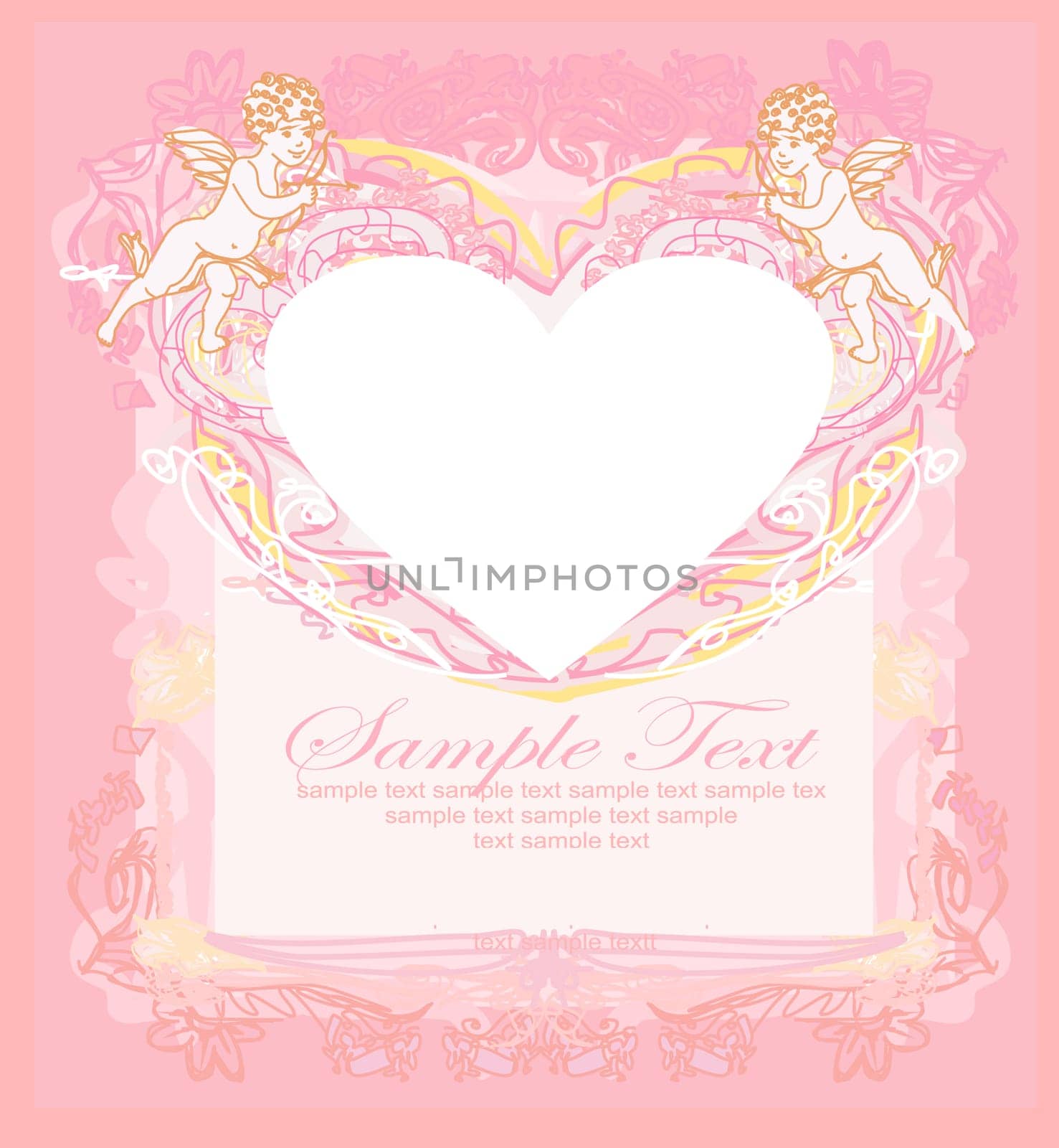 happy valentines day card with cupid