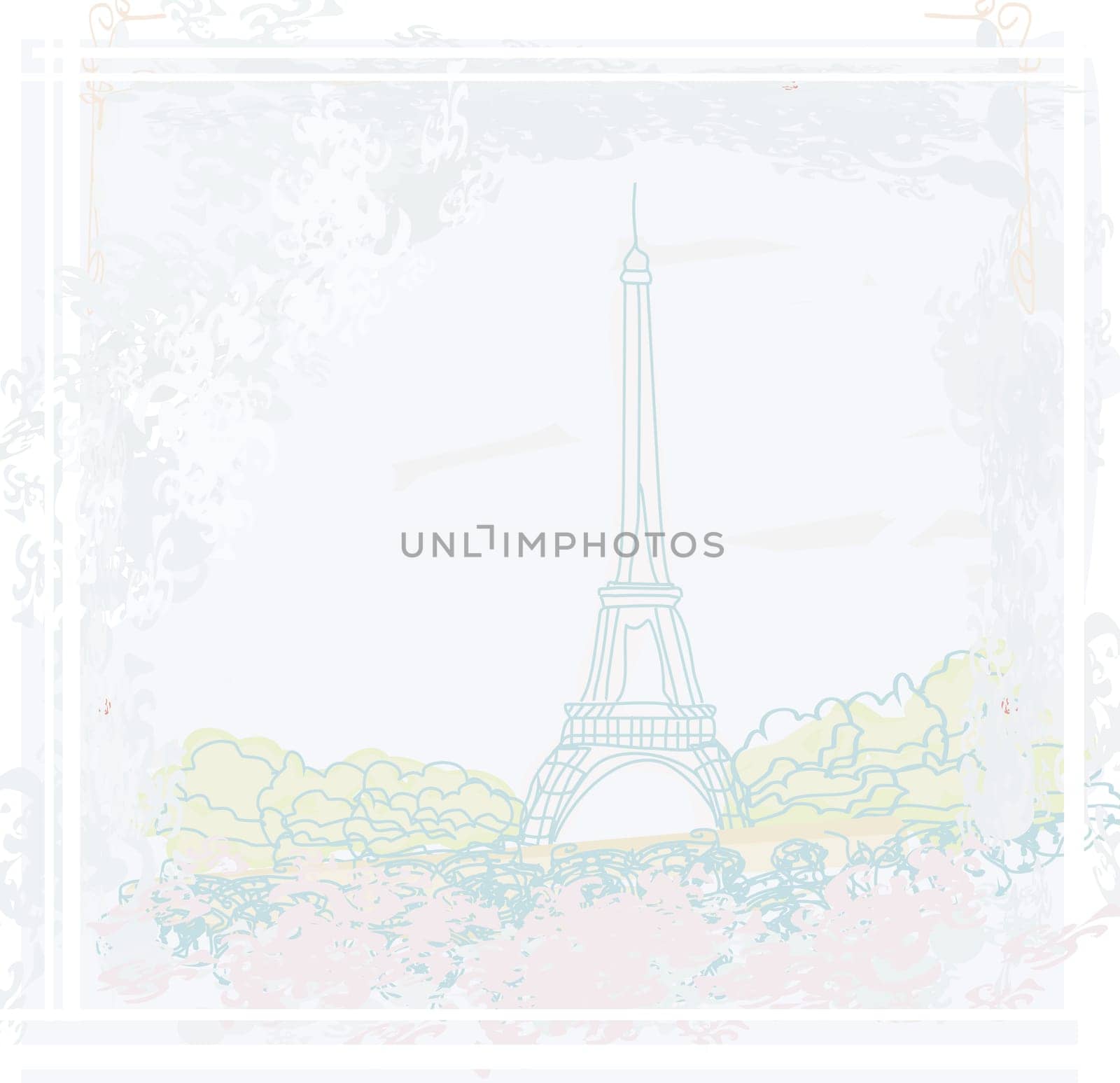 Eiffel tower artistic background. Vector illustration.