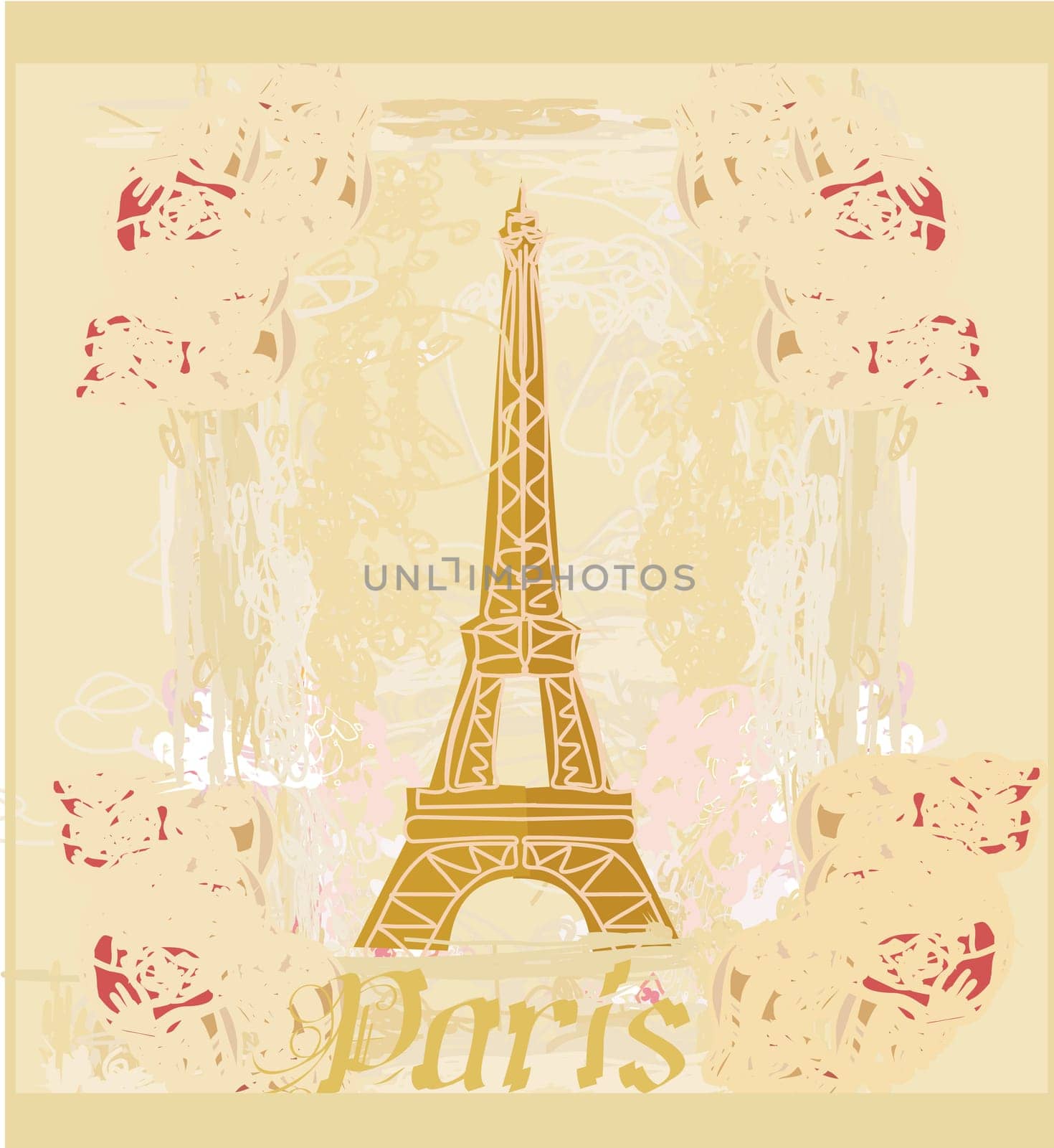 Eiffel tower artistic background. Vector illustration.