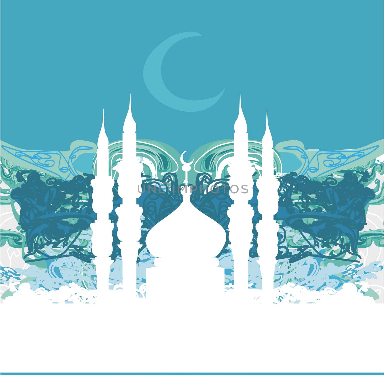 Ramadan background - mosque silhouette illustration card