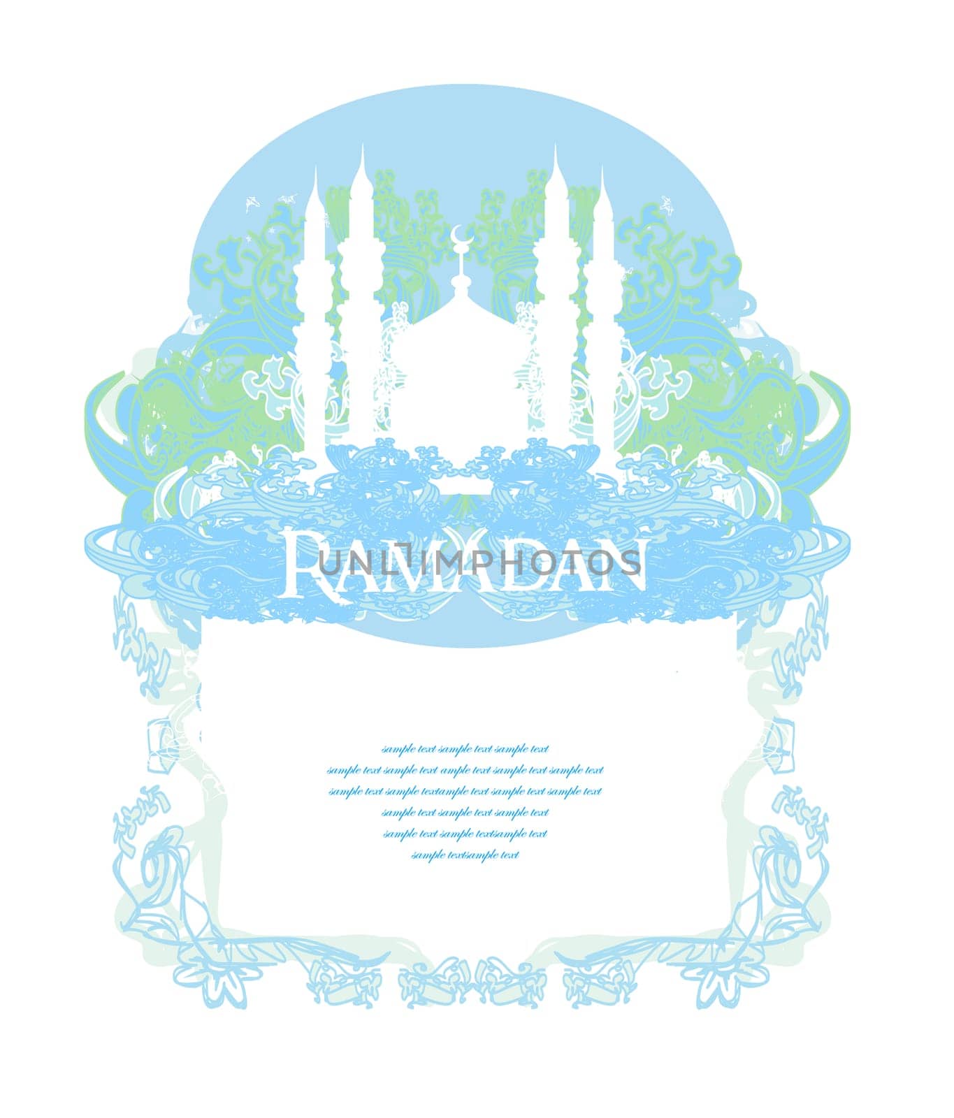 Ramadan background - mosque silhouette illustration card