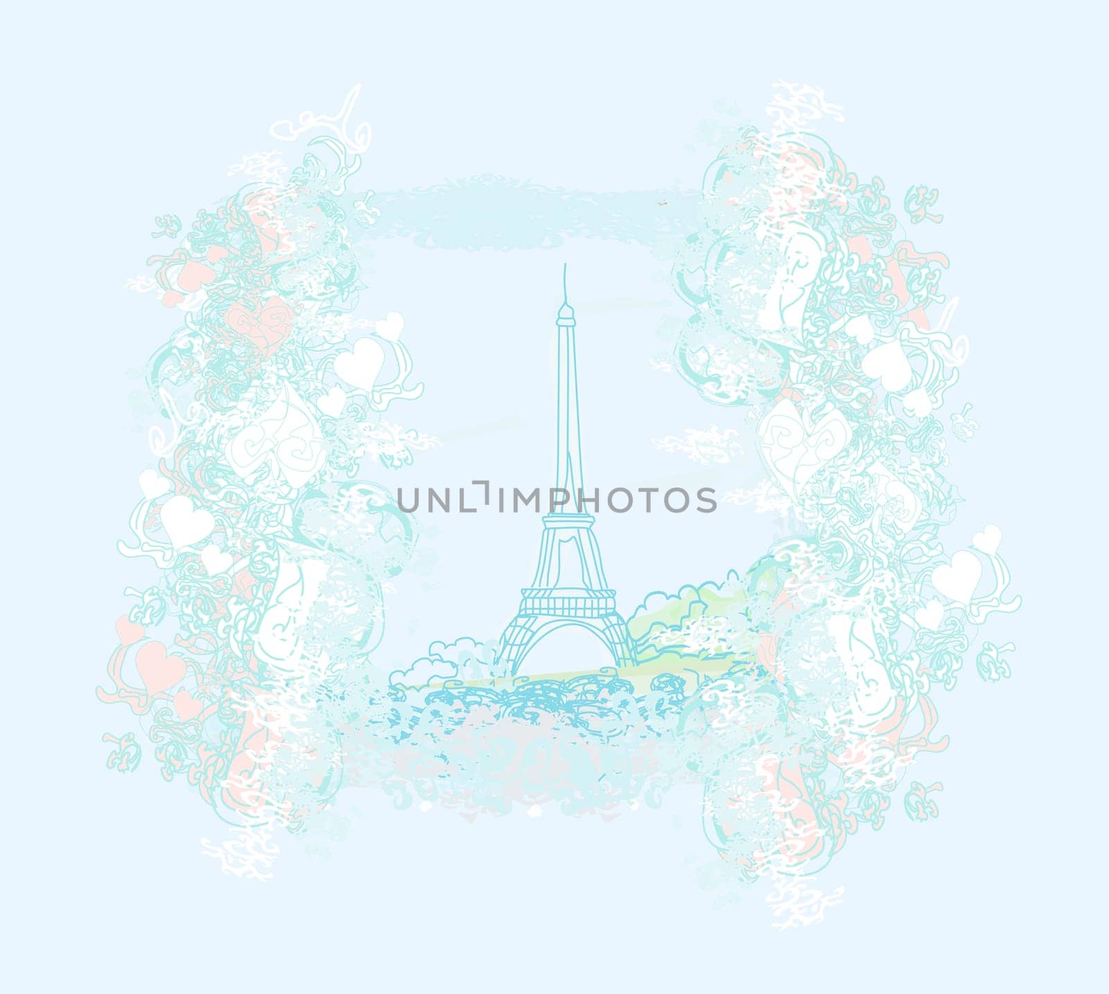 Eiffel tower artistic background. Vector illustration.
