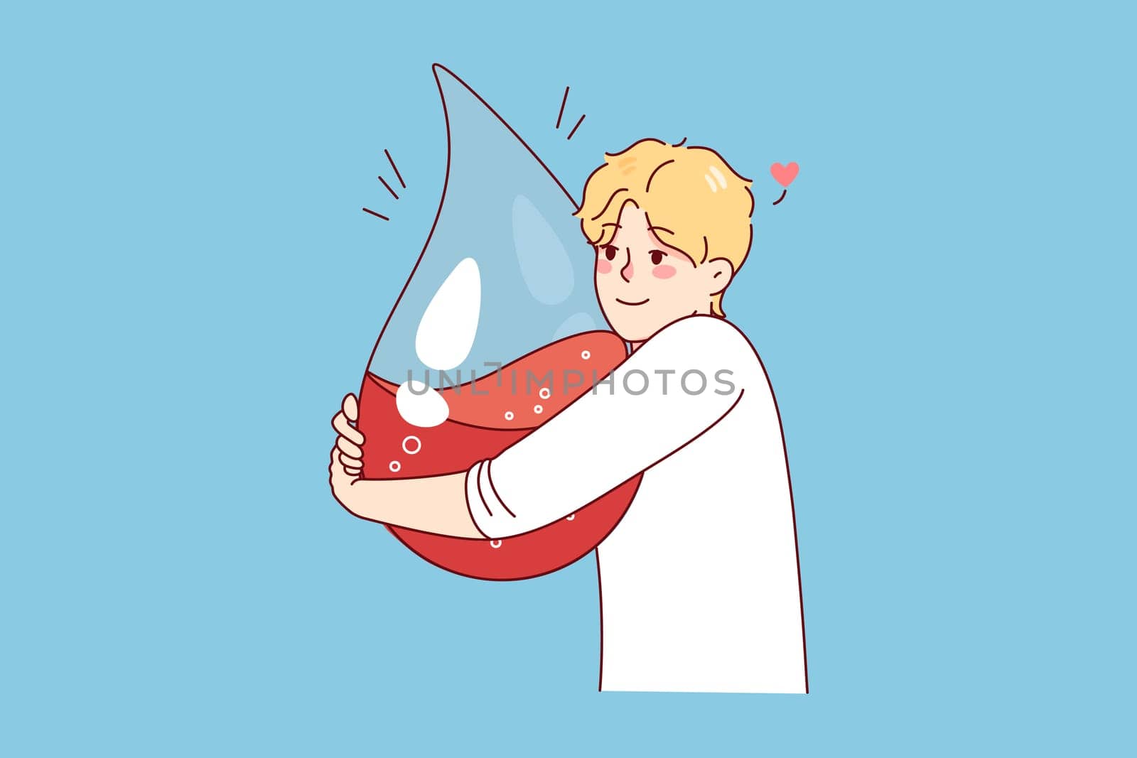 Man is holding drop with blood