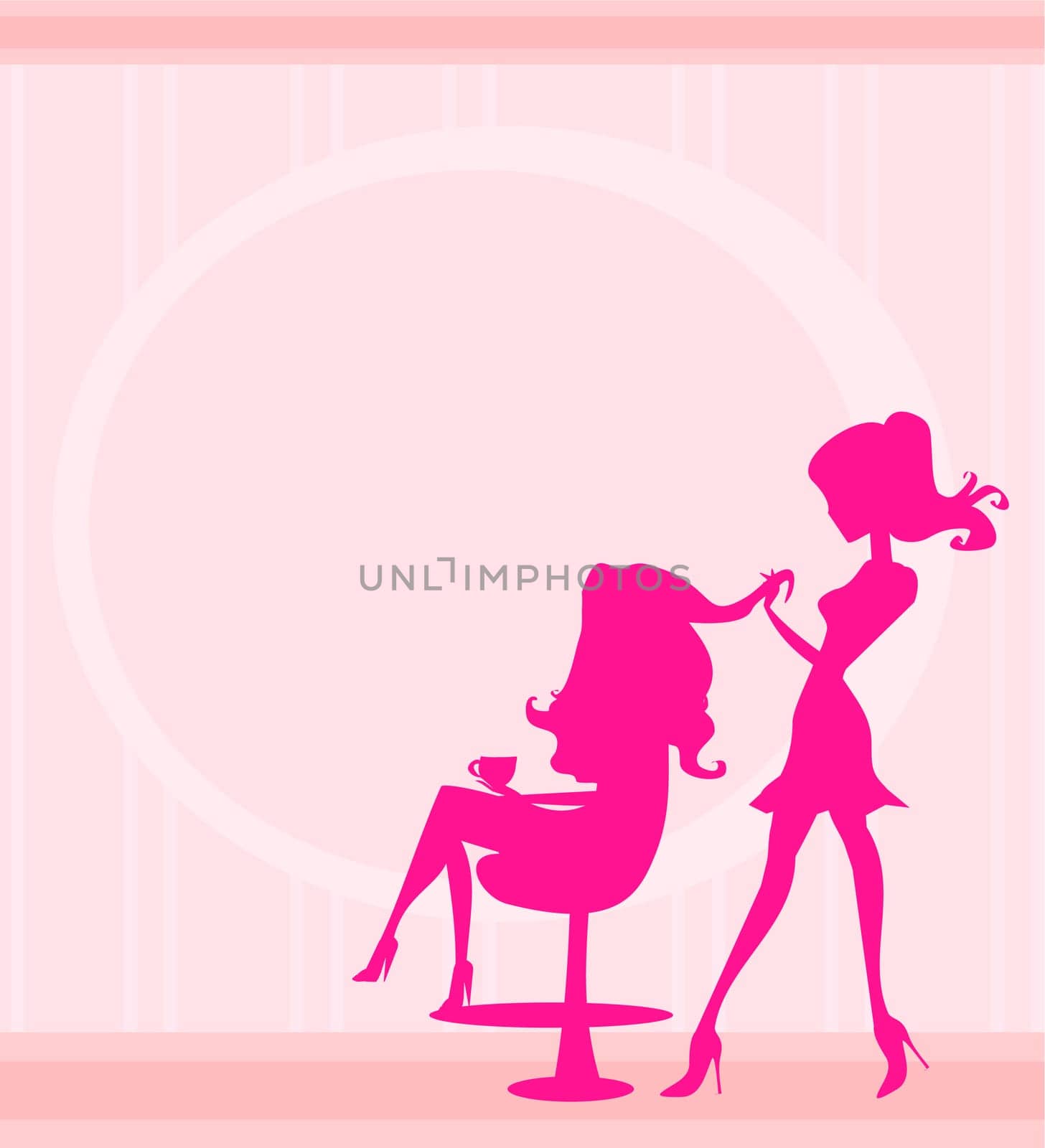 Vector illustration of the beautiful woman in hairdressing salon