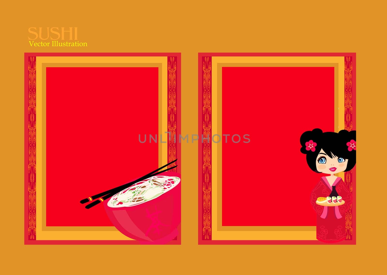 template of traditional Japanese food menu set