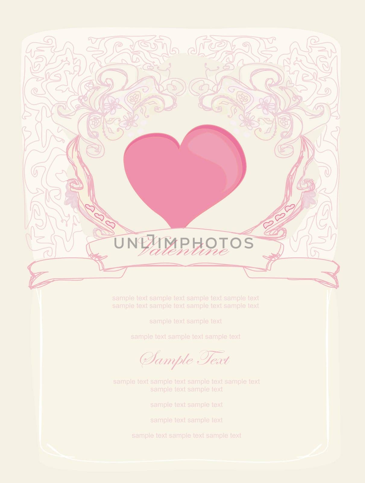 romantic vintage invitation with heart